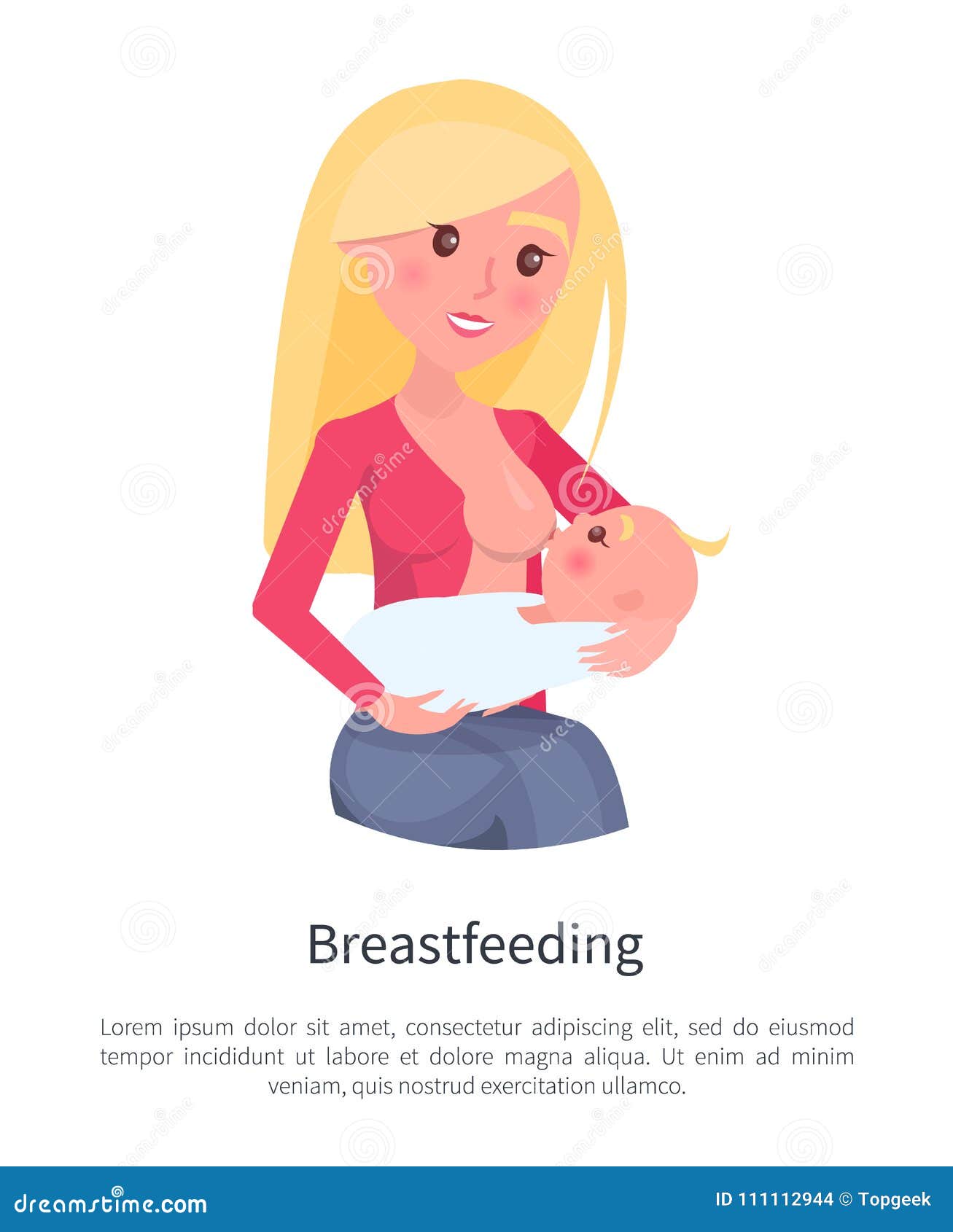 Breastfeeding Poster Template. Vector Line Illustration Of Breast