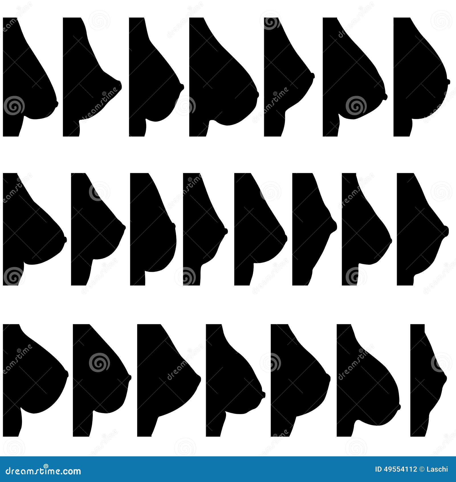 Set of different breast shapes Royalty Free Vector Image