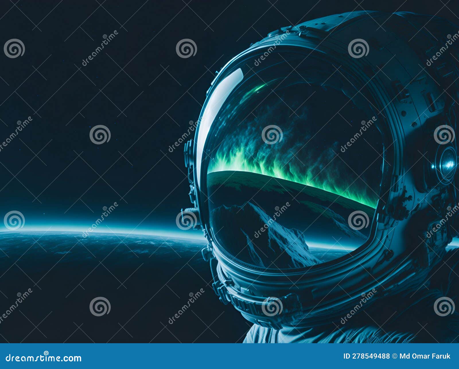a breathtaking reflection of earth in space an astronautâs helmet.