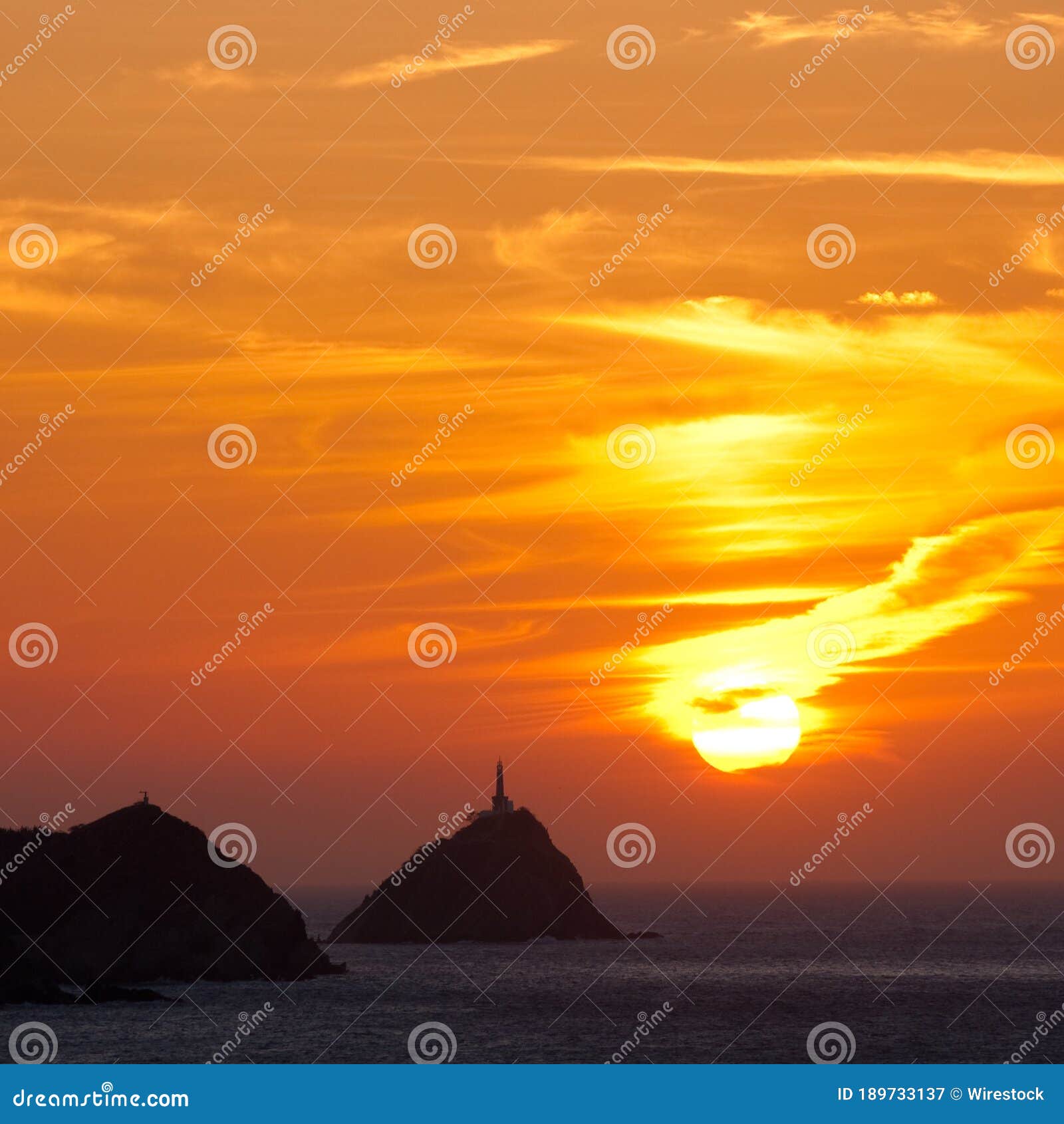 breathtaking sunset scenery with the golden sky over taganga, colombia