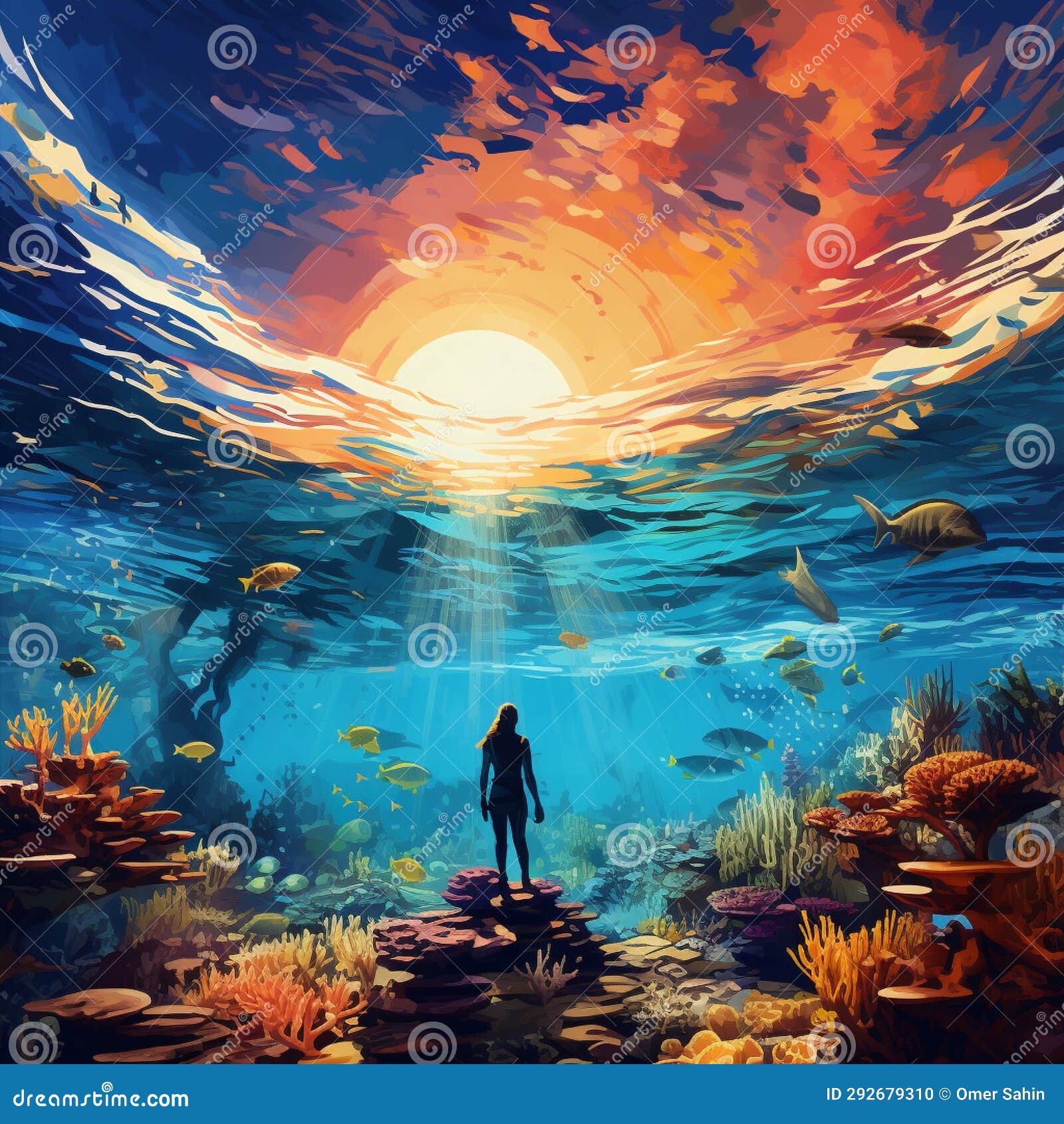 Breathtaking Underwater Scene with Vibrant Coral Reefs and Diverse 