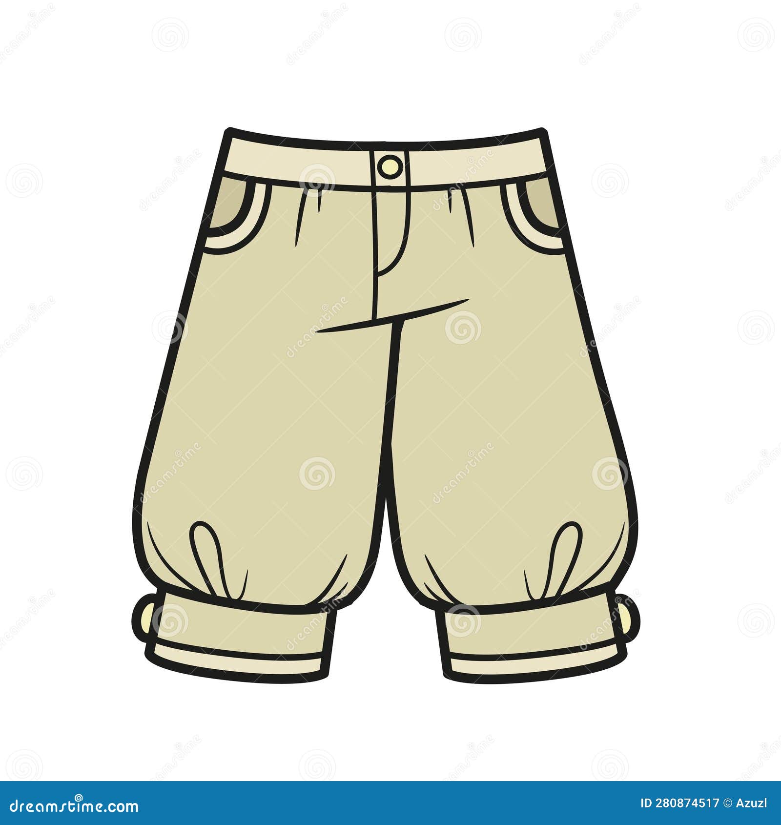 Breeches with Cuffs Color Variation for Coloring Page on a White Stock ...
