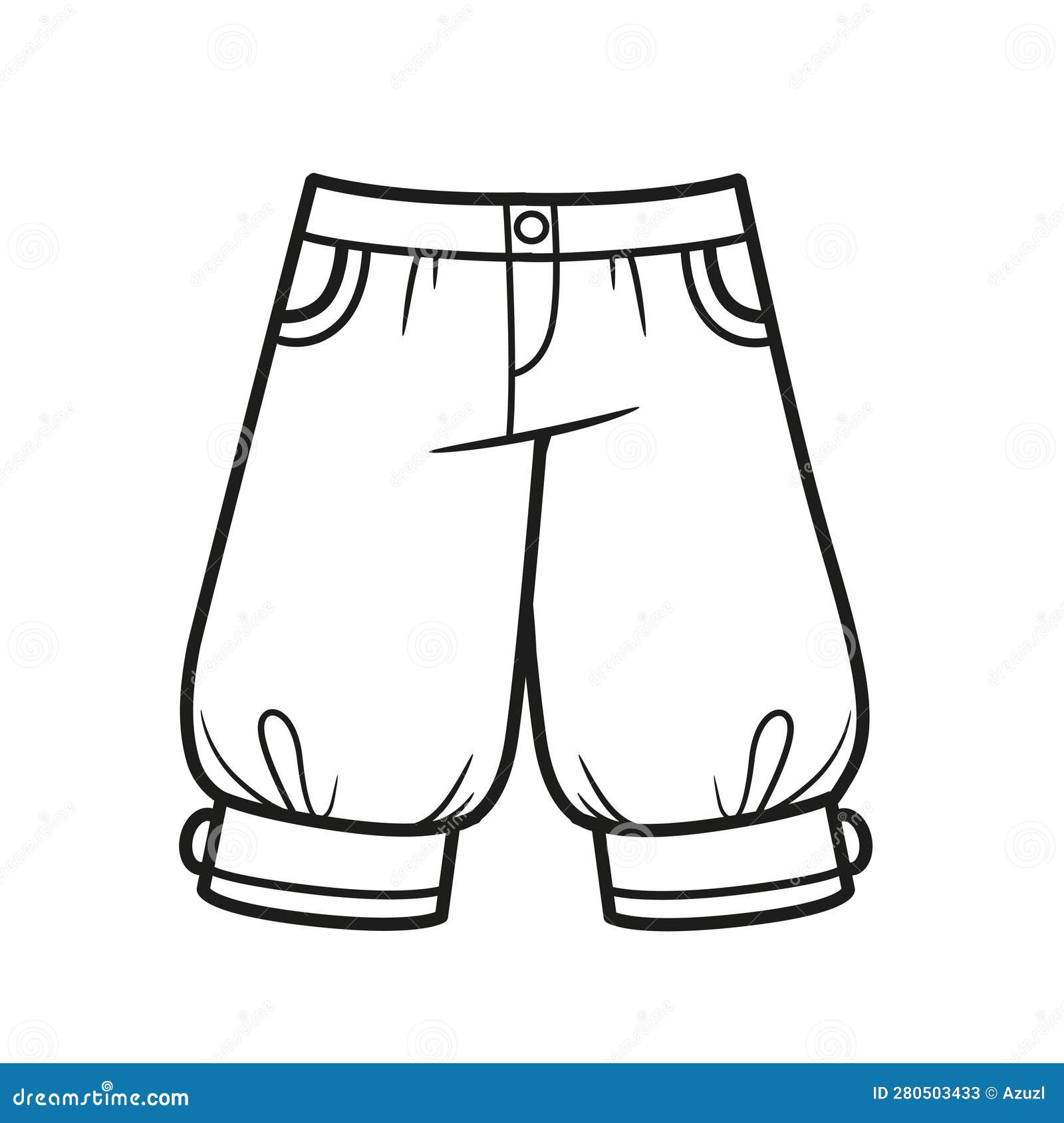 Breeches with Cuffs Outline for Coloring on a White Stock Vector