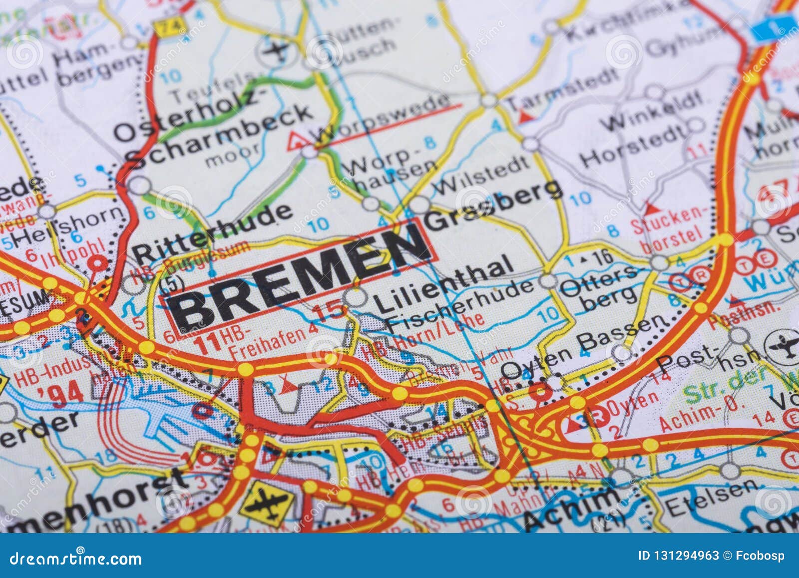 Bremen en el mapa imagen de archivo. Imagen de autopista 131294963