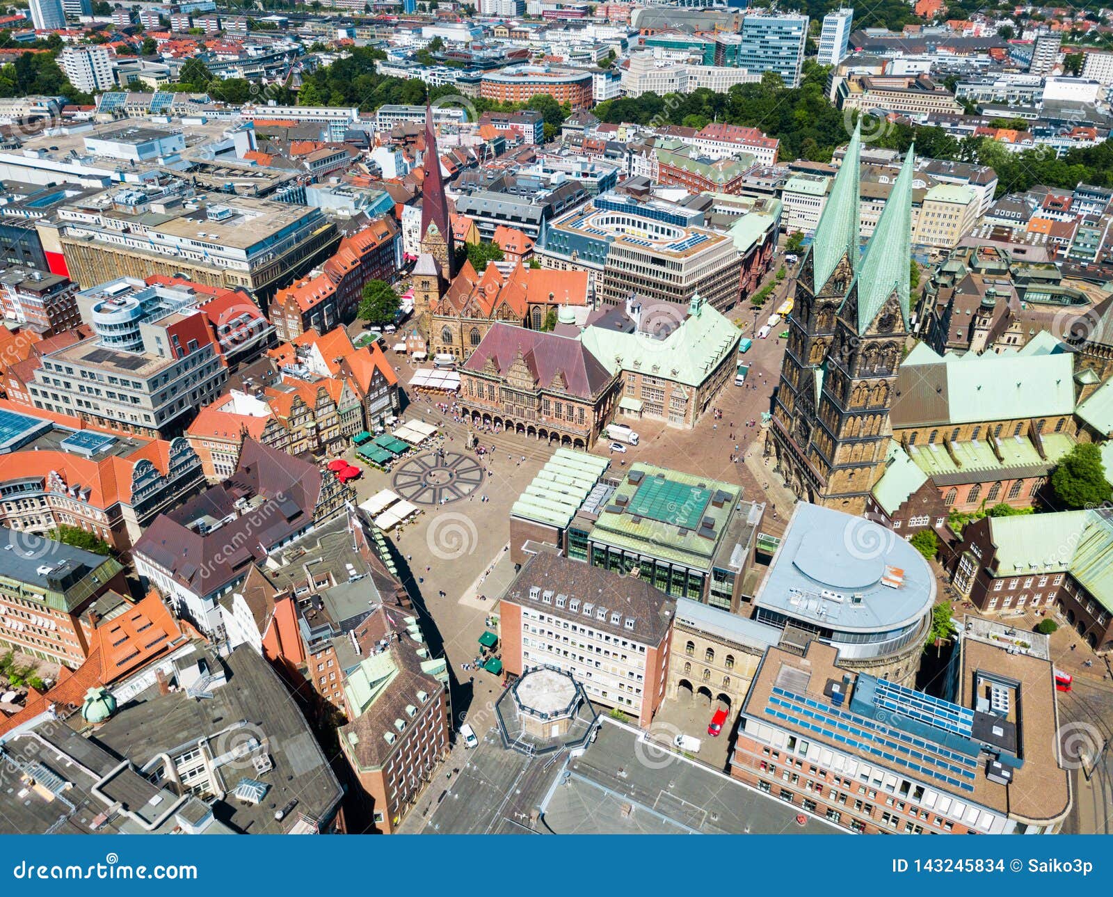 Bremen Old Town Aerial View Stock Photo Image of church, aerial