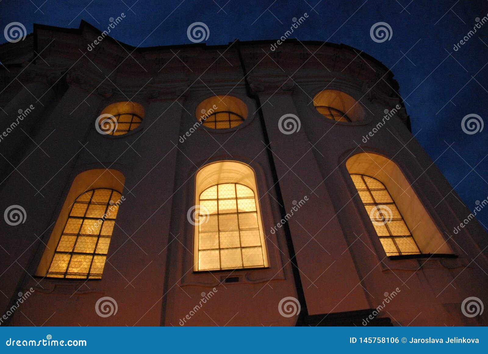 illuminated windows of brevnov monastery