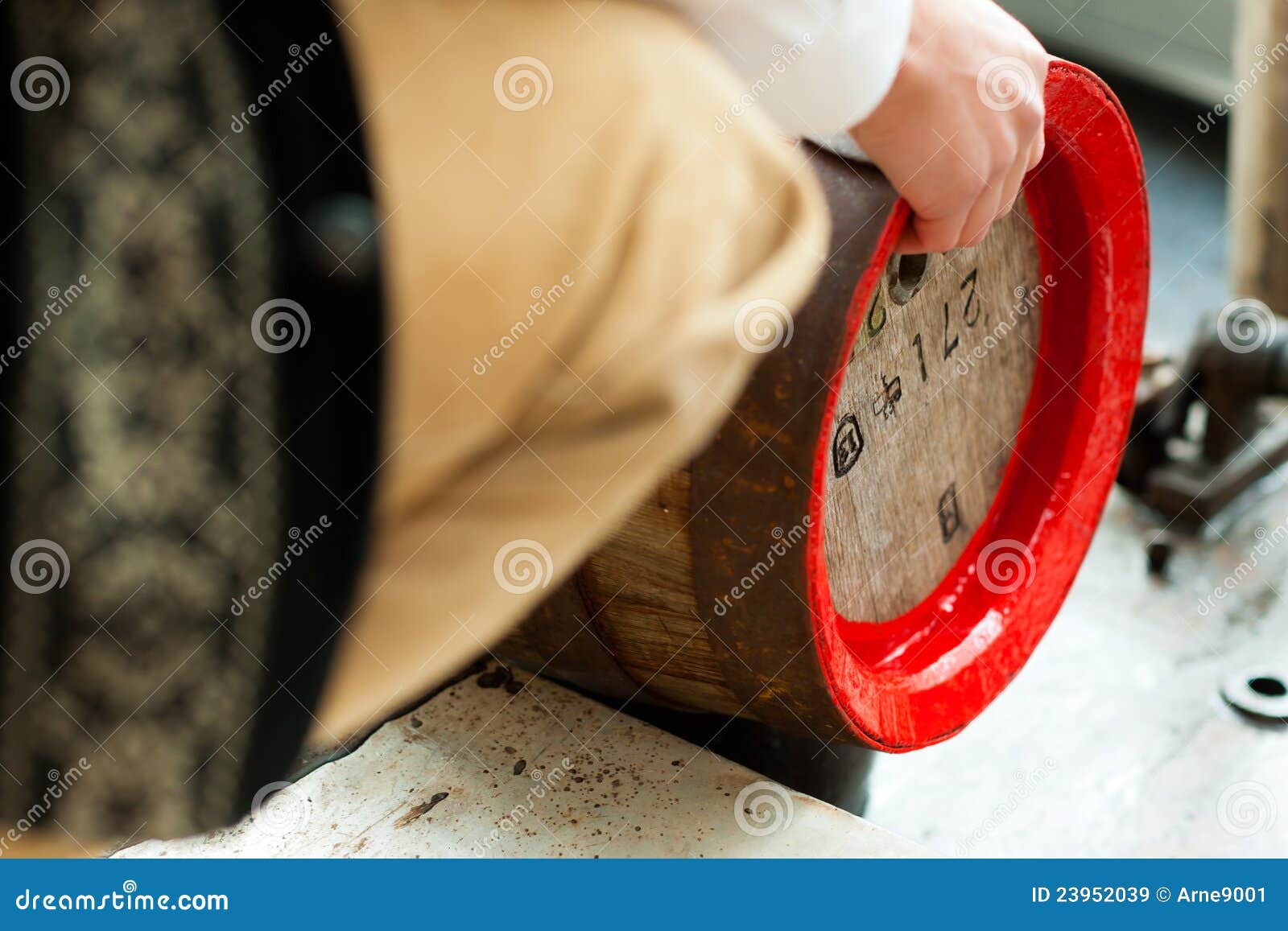 Brewer with Beer Barrel in Brewery Stock Image Image of factory, beer