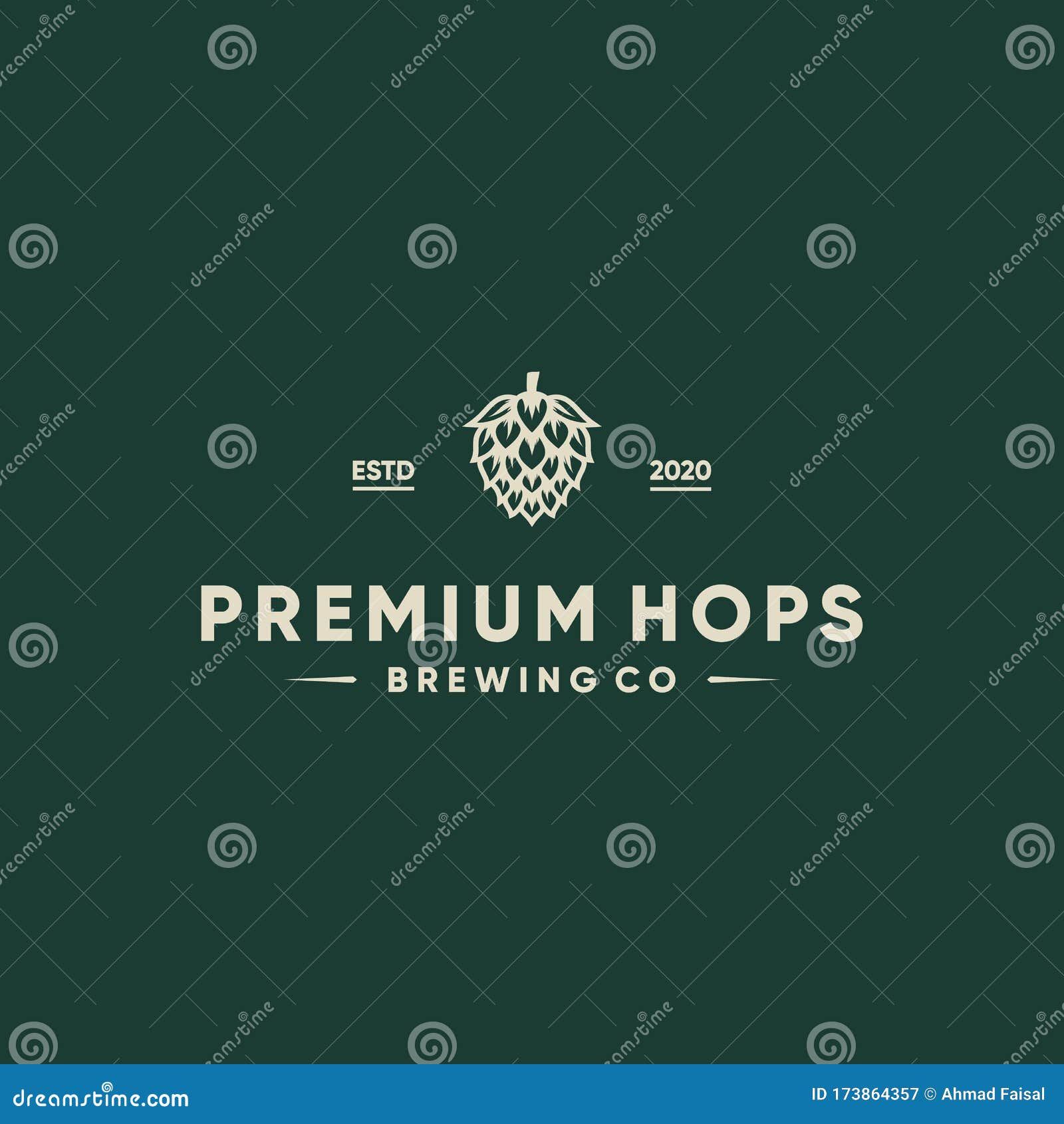 Brewery Hops Logo Vector Retro Vintage Label Illustration Stock Vector