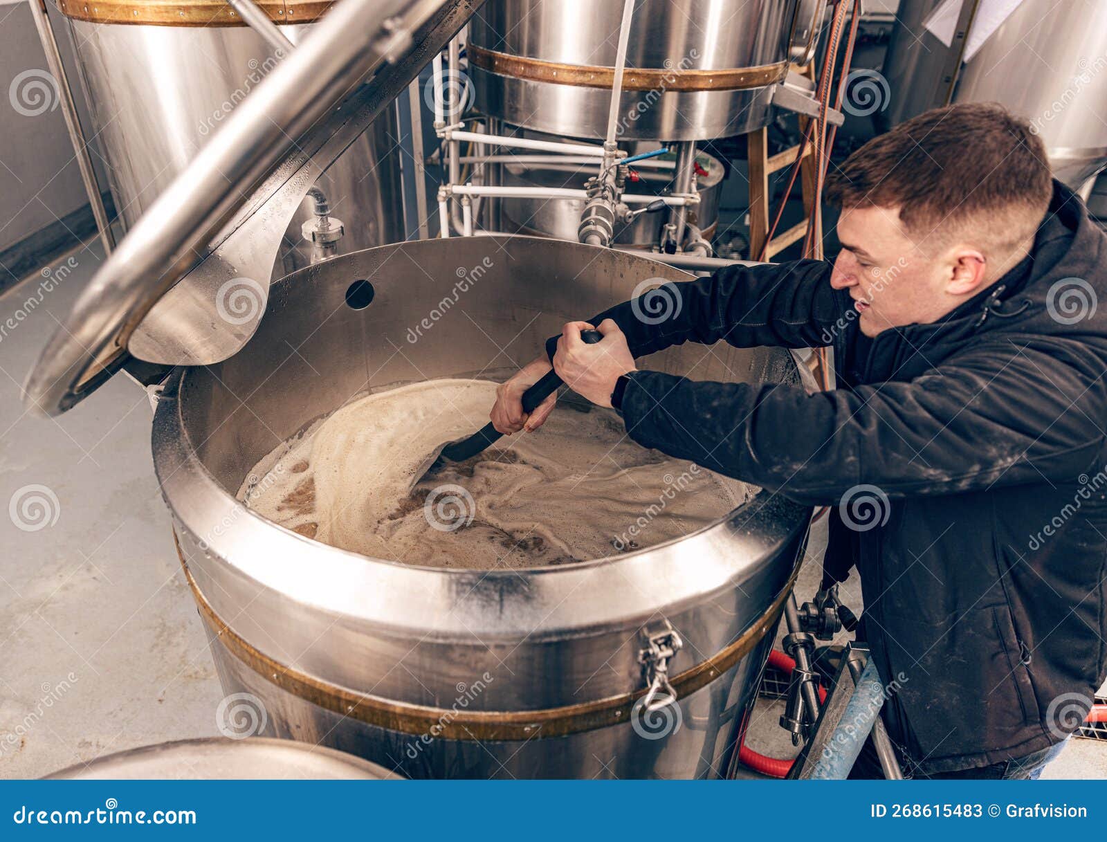 Brewery Worker Controlling Process Stock Image Image of person