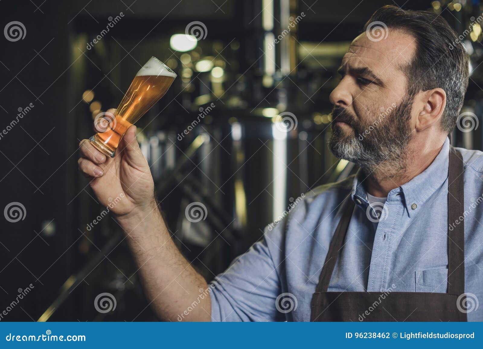 Brewery Worker with Glass of Beer Stock Photo Image of fermenting