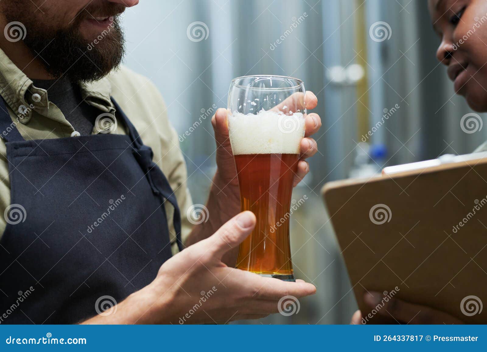 Brewery Workers Discussing Beer Quality Stock Image Image of