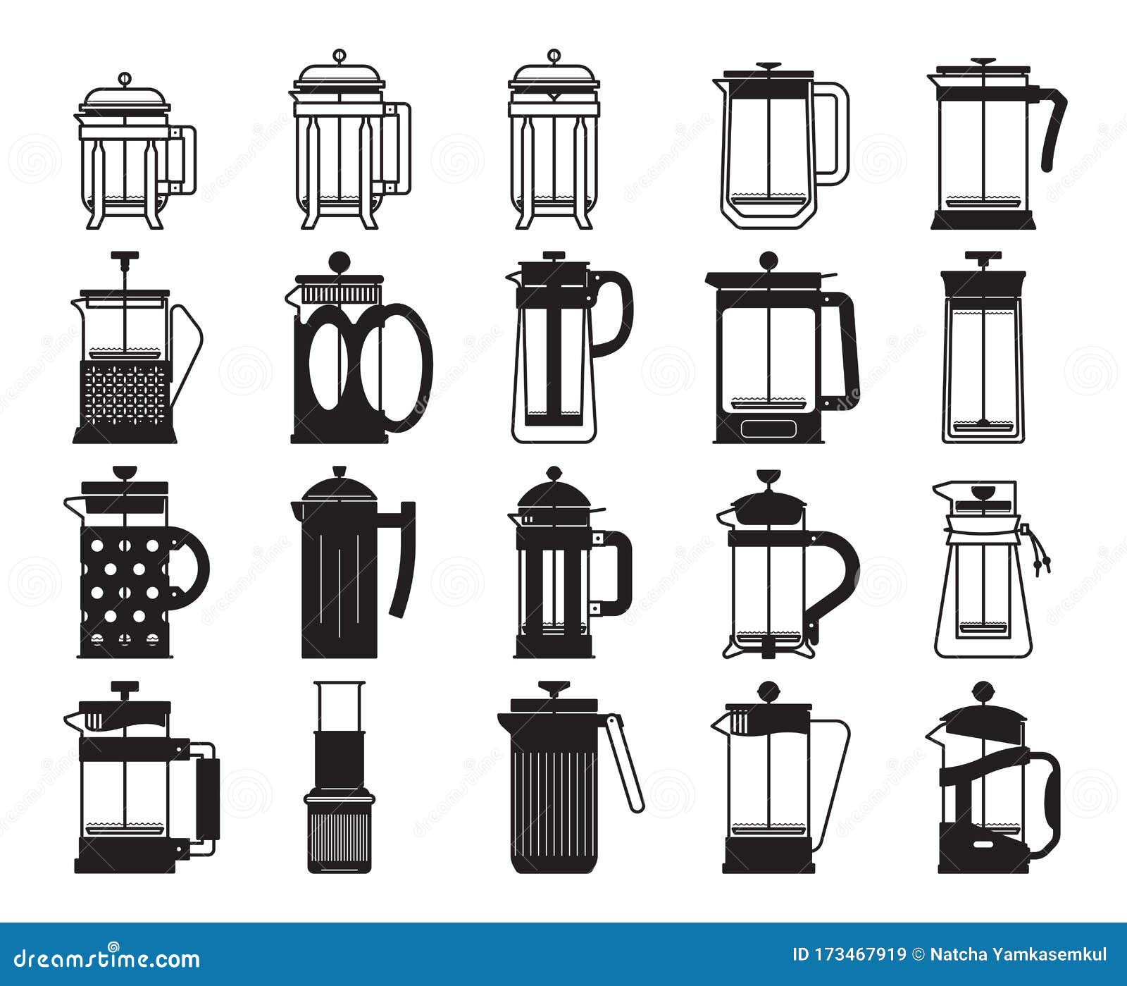 Brewing Equipment Coffee Press Brewer Stock Vector Illustration of