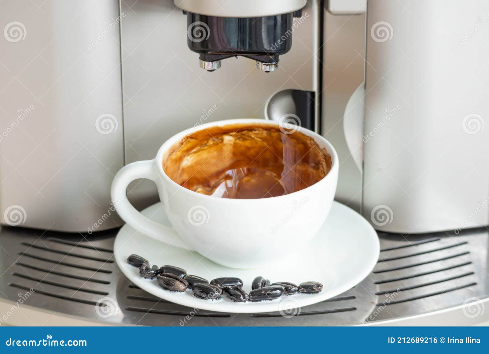 Brewing Fresh Coffee from Your Espresso Machine. Budget Coffee Maker Stock Photo Image of