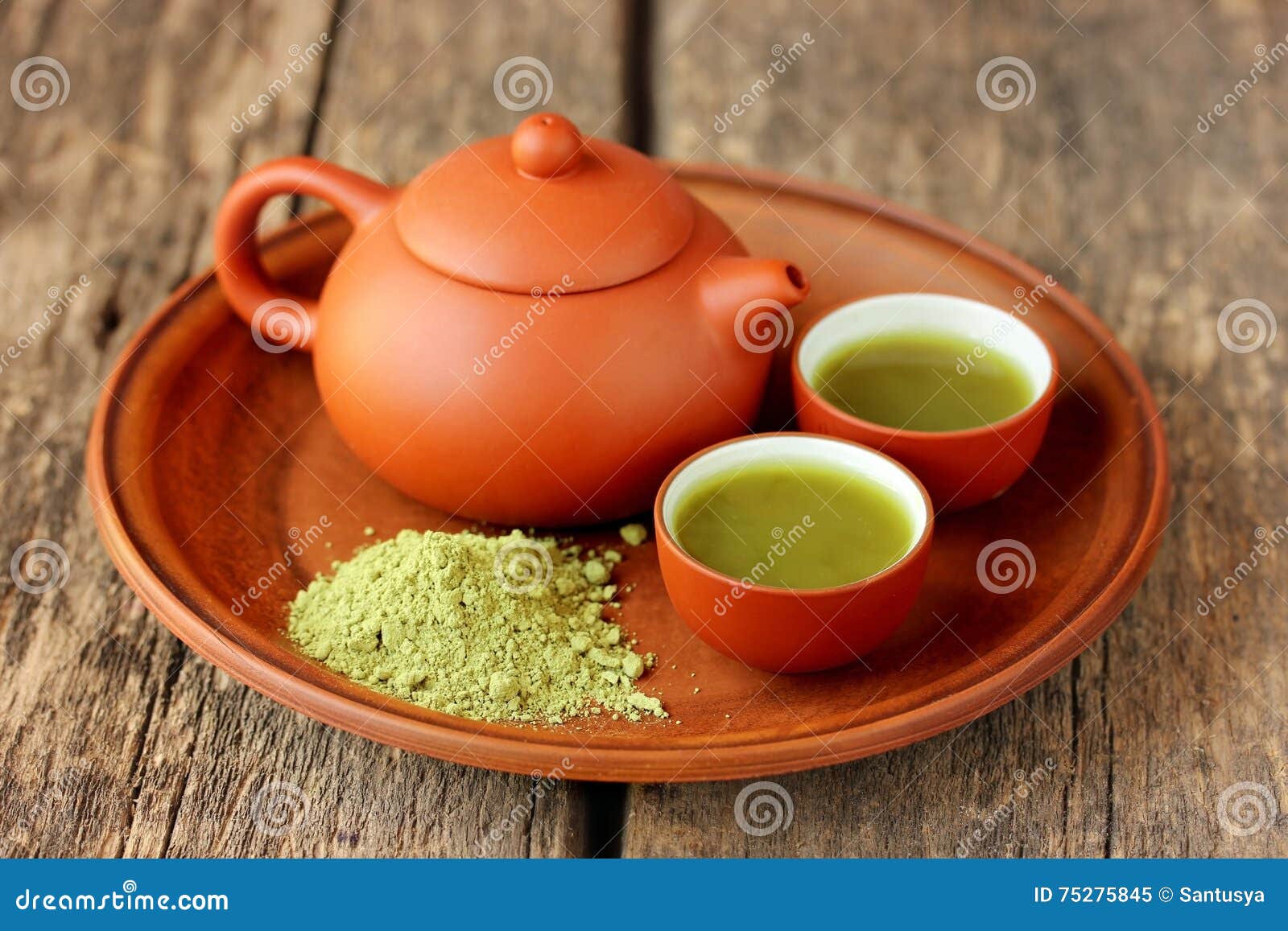 Brewing Green Tea Powder. Tea Set Stock Image Image of asian, clay