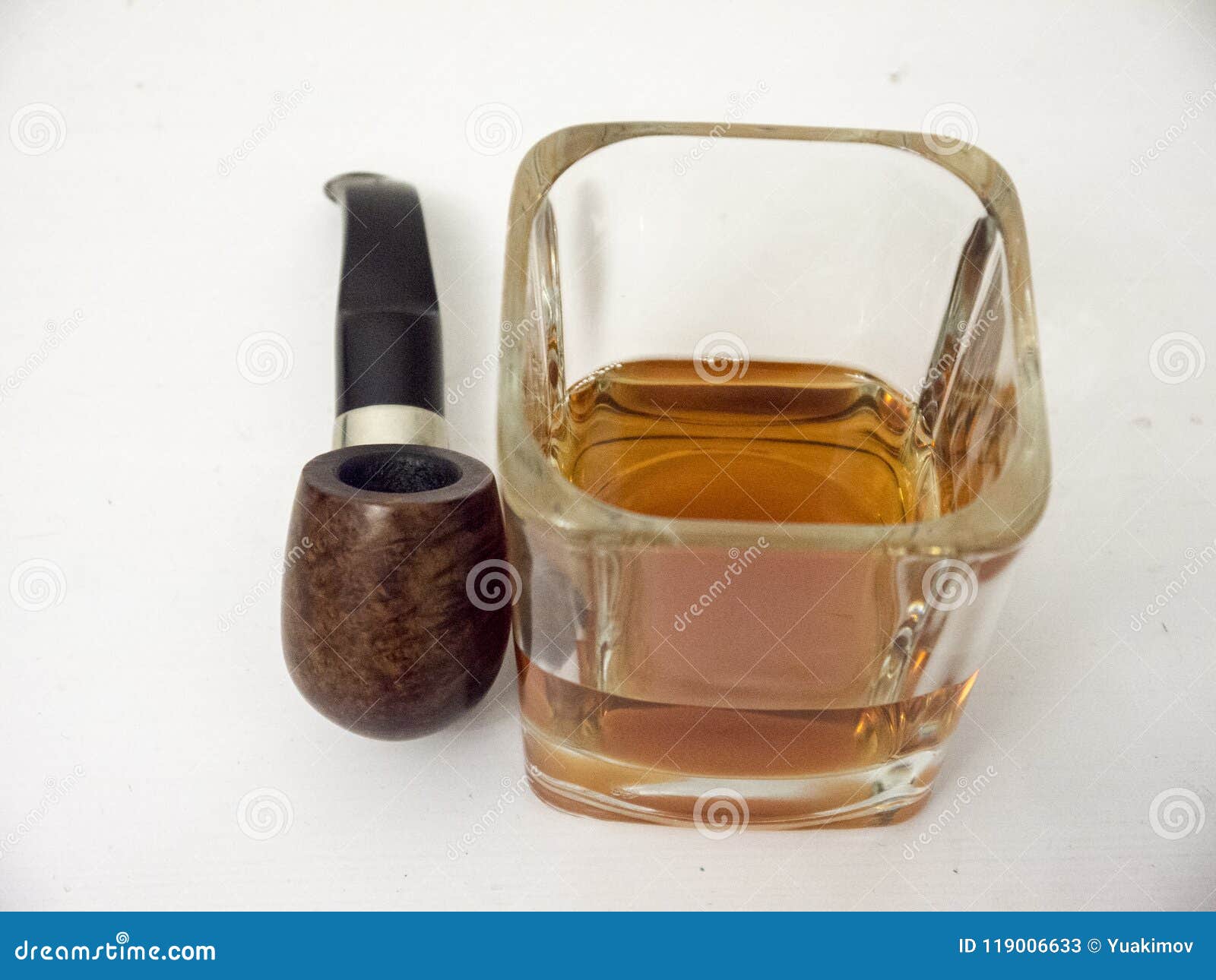 Briar Smoking Pipe Near A Glass Of Whisky Close View With White Stock Image - Image of glass ...