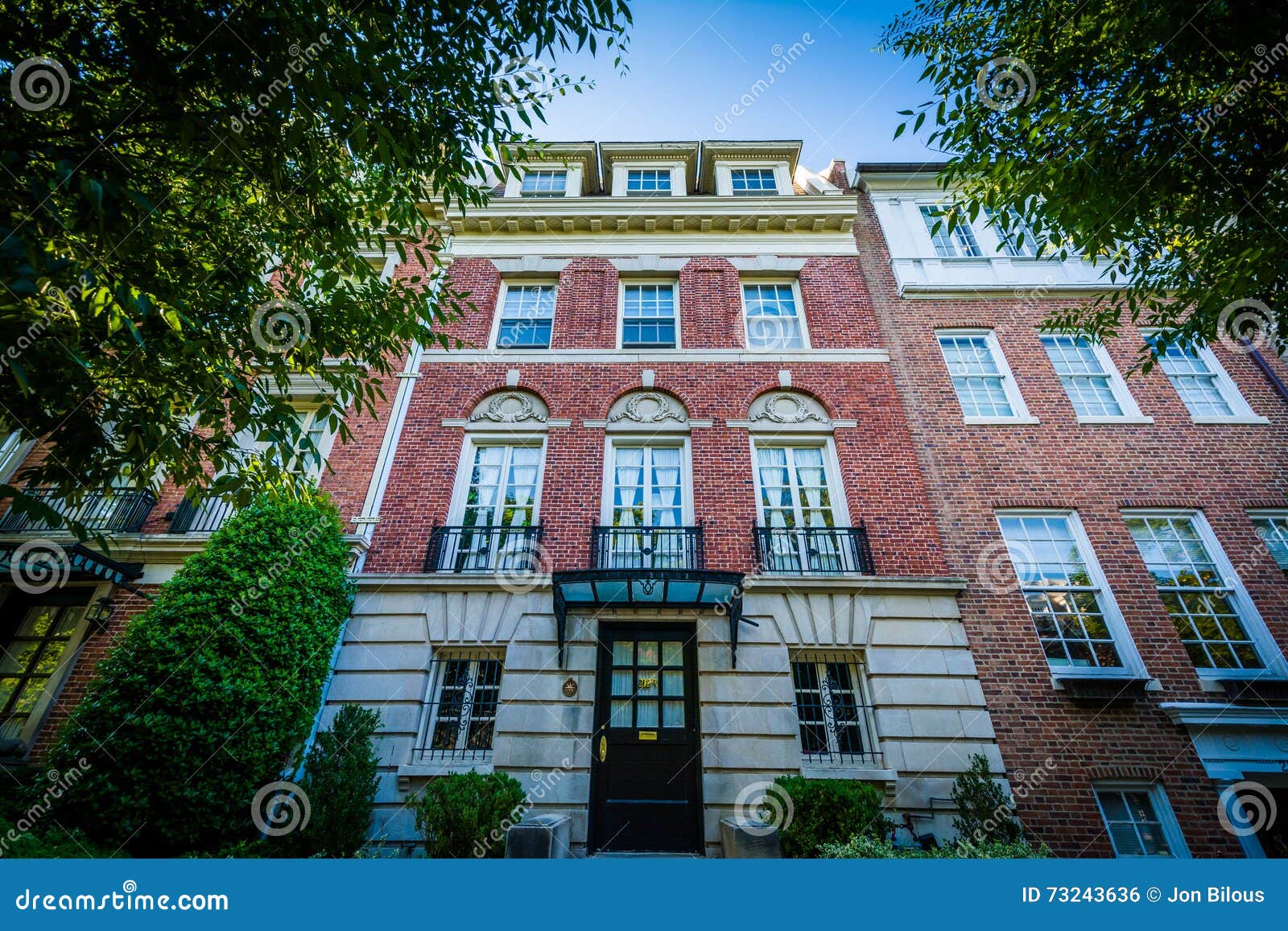 Brick Apartment Buildings in Washington, DC. Stock Photo Image of
