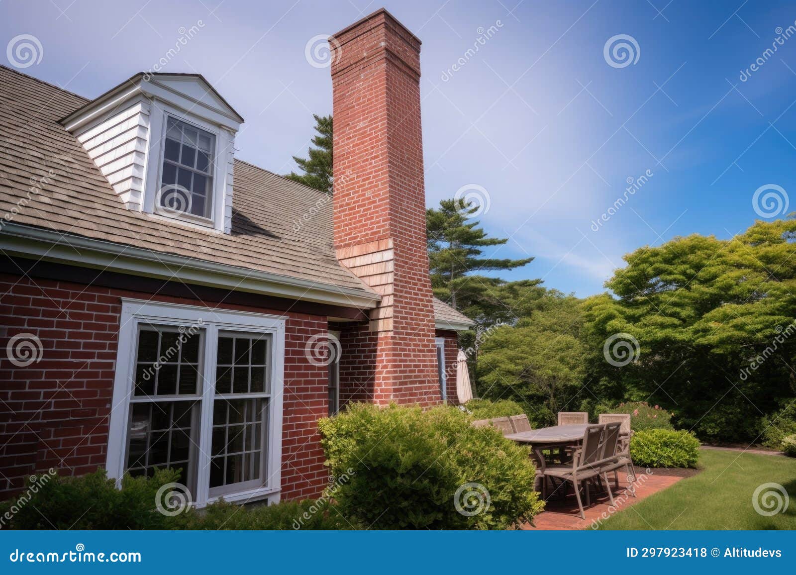 Brick Chimney of a Cape Cod House Stock Photo Image of building, cape
