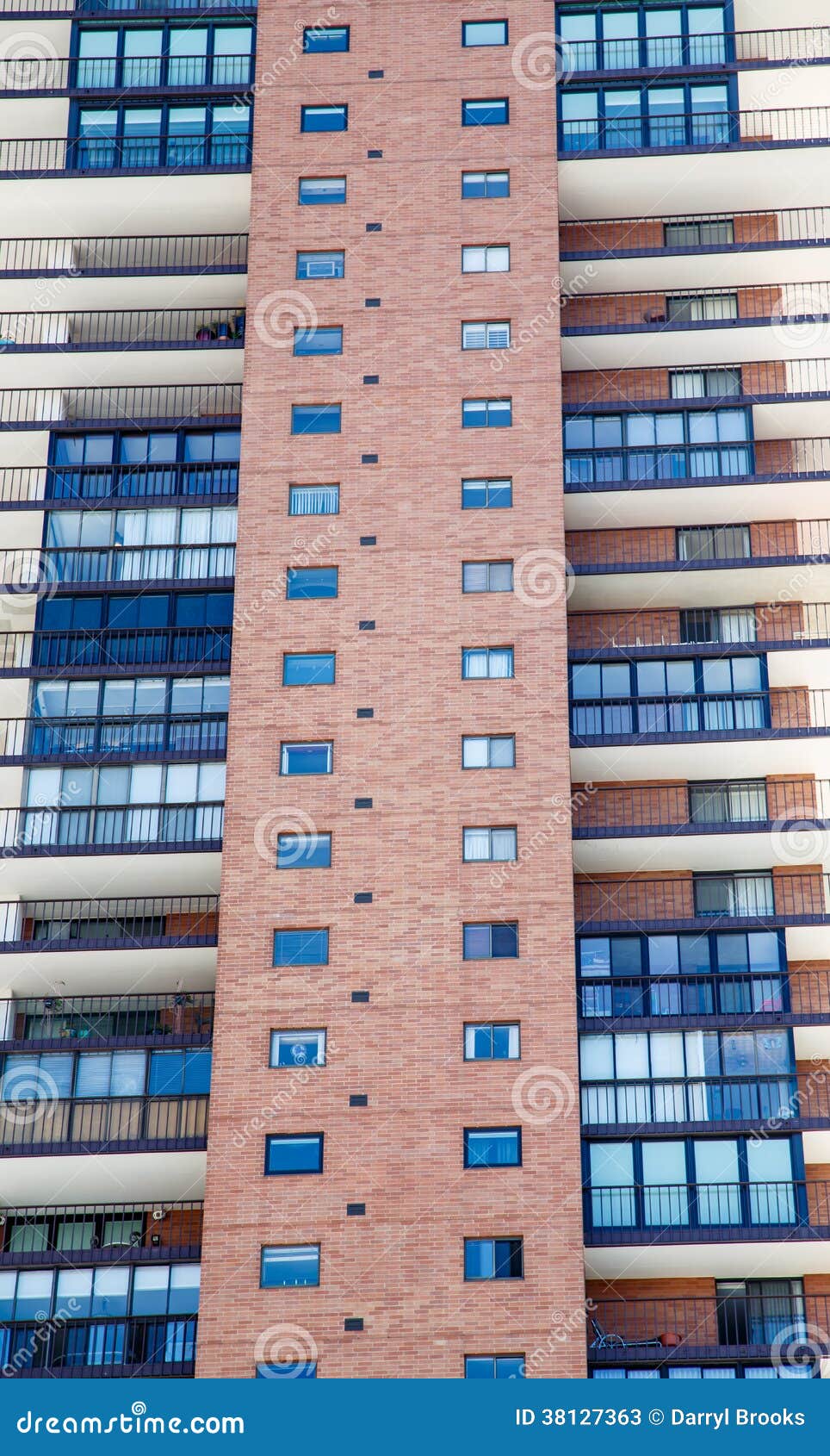 Brick Column and Balconies stock image. Image of apartment