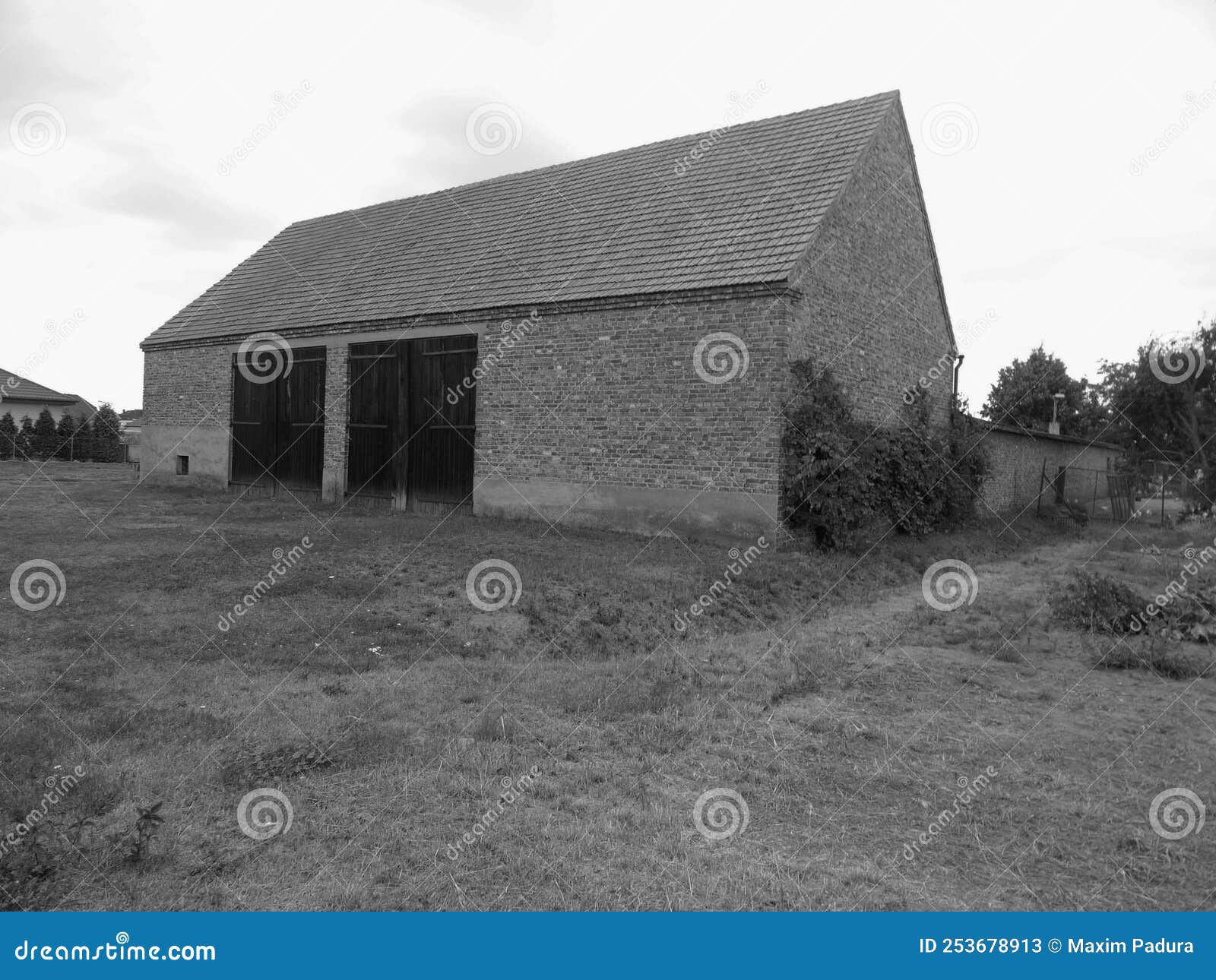 Brick House Black and White Photo Stock Image Image of white, farm