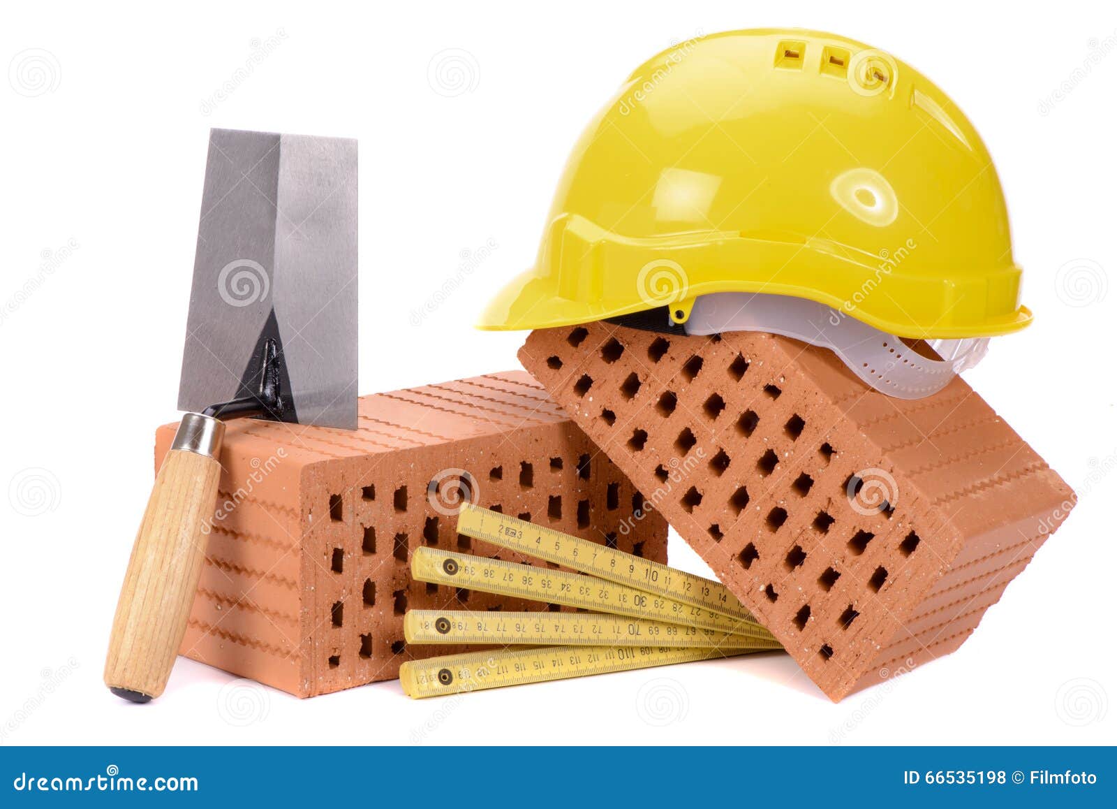 Brick for House Construction and Tools Stock Photo Image of rule