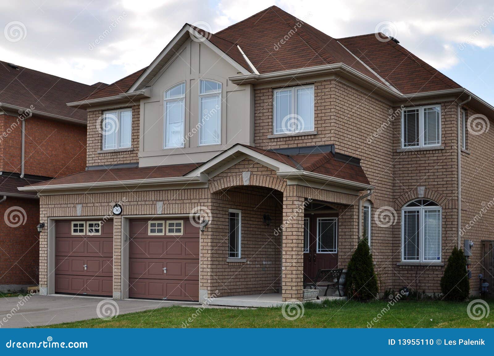 Brick House With A Double Garage Stock Photo Image 13955110