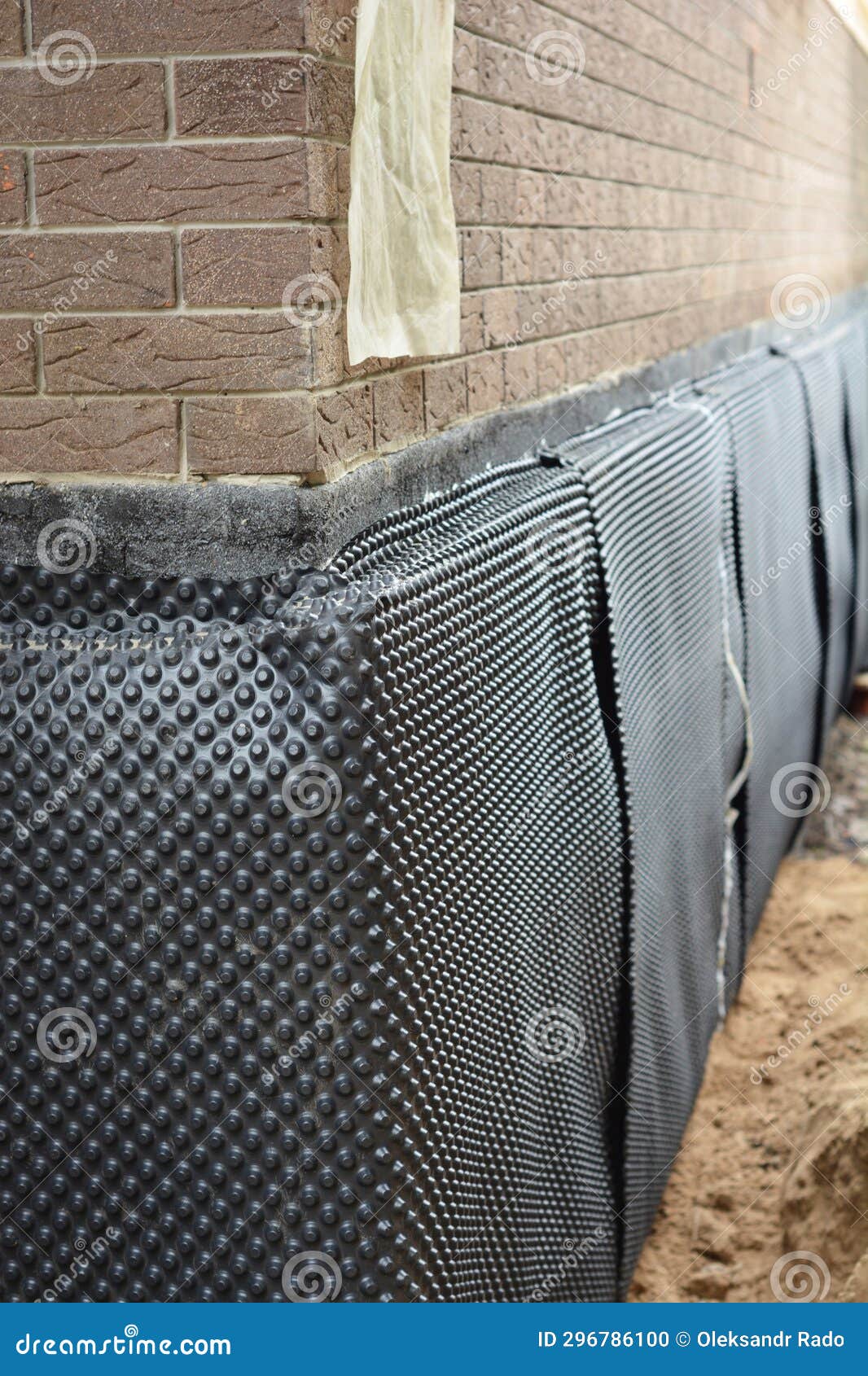 Brick House Foundation Wall Waterproofing Stock Photo Image of