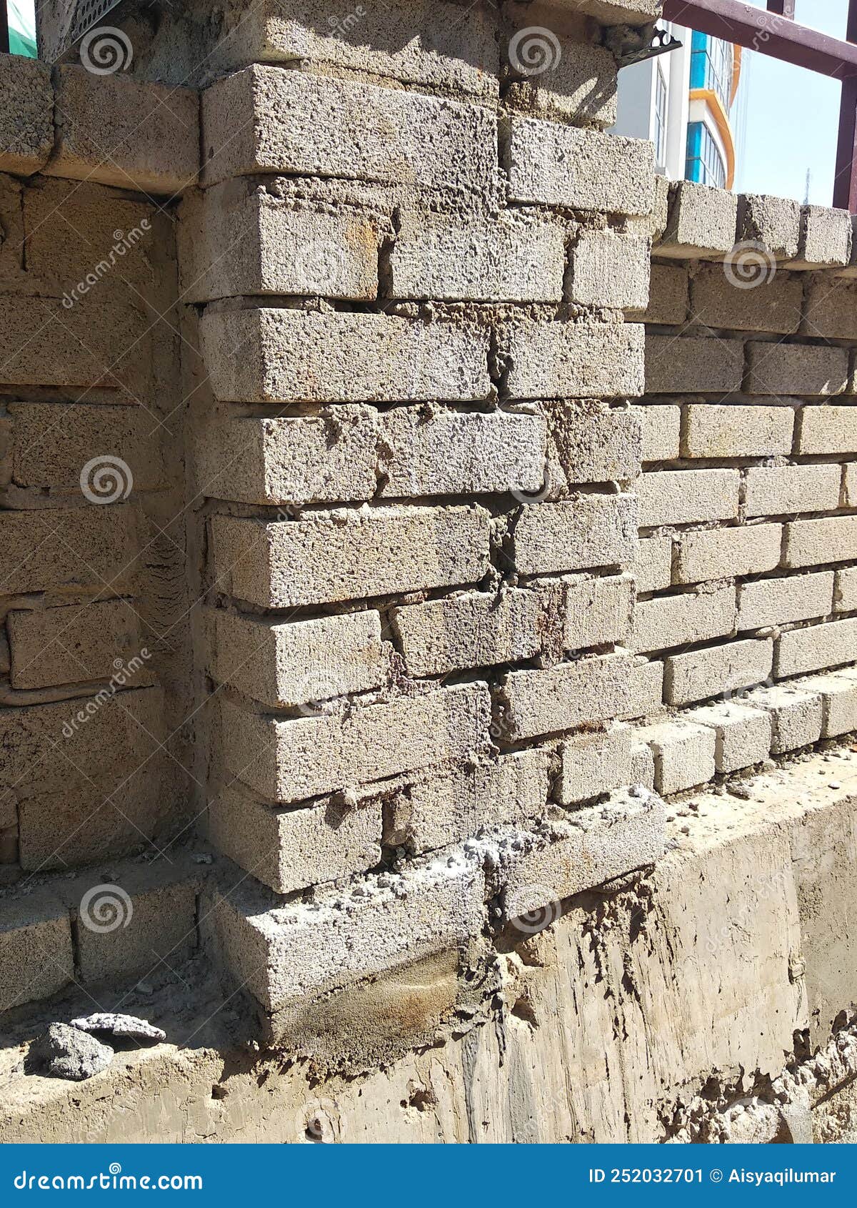 Brick Installation Works at Construction Sites. Stock Image Image of