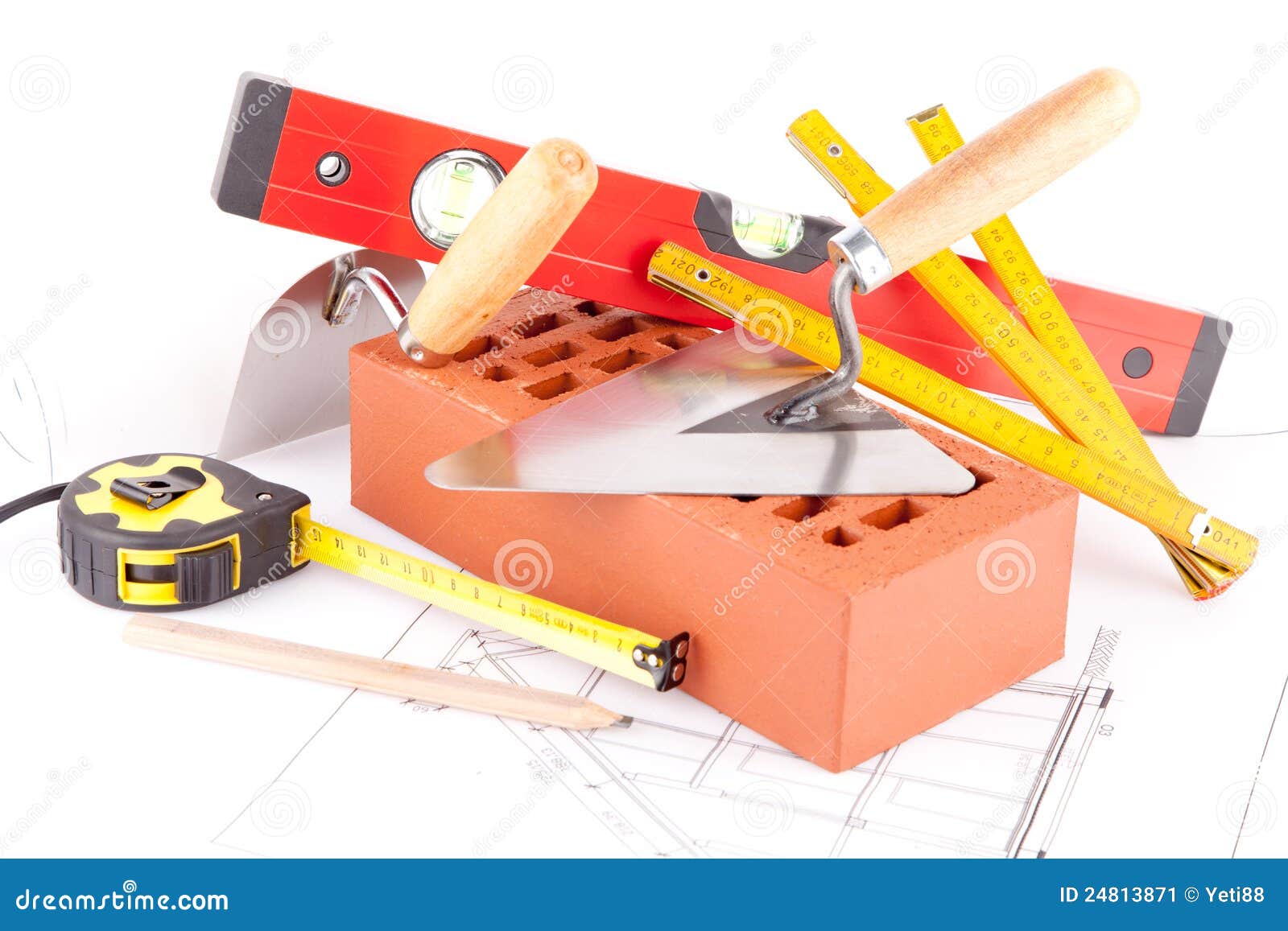 Brick And Mason Construction Tools Stock Image Image 24813871