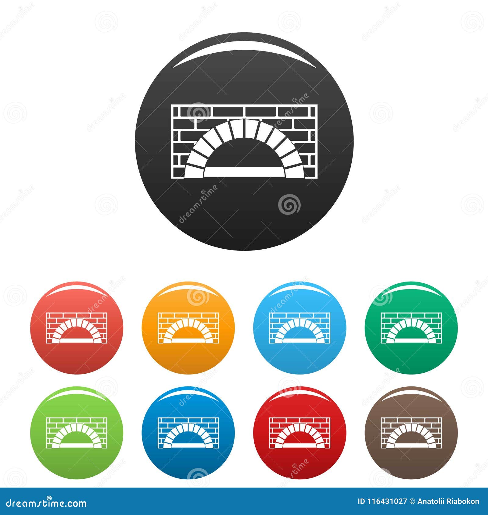 Brick Oven Icons Set Color Vector Stock Vector - Illustration of sign ...