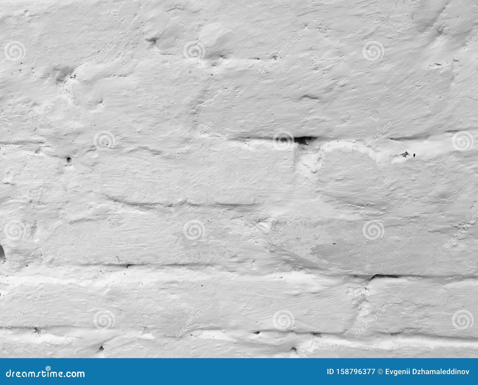 Brick Red Old Wall Covered with White Paint. Bricks Pattern Stock Image