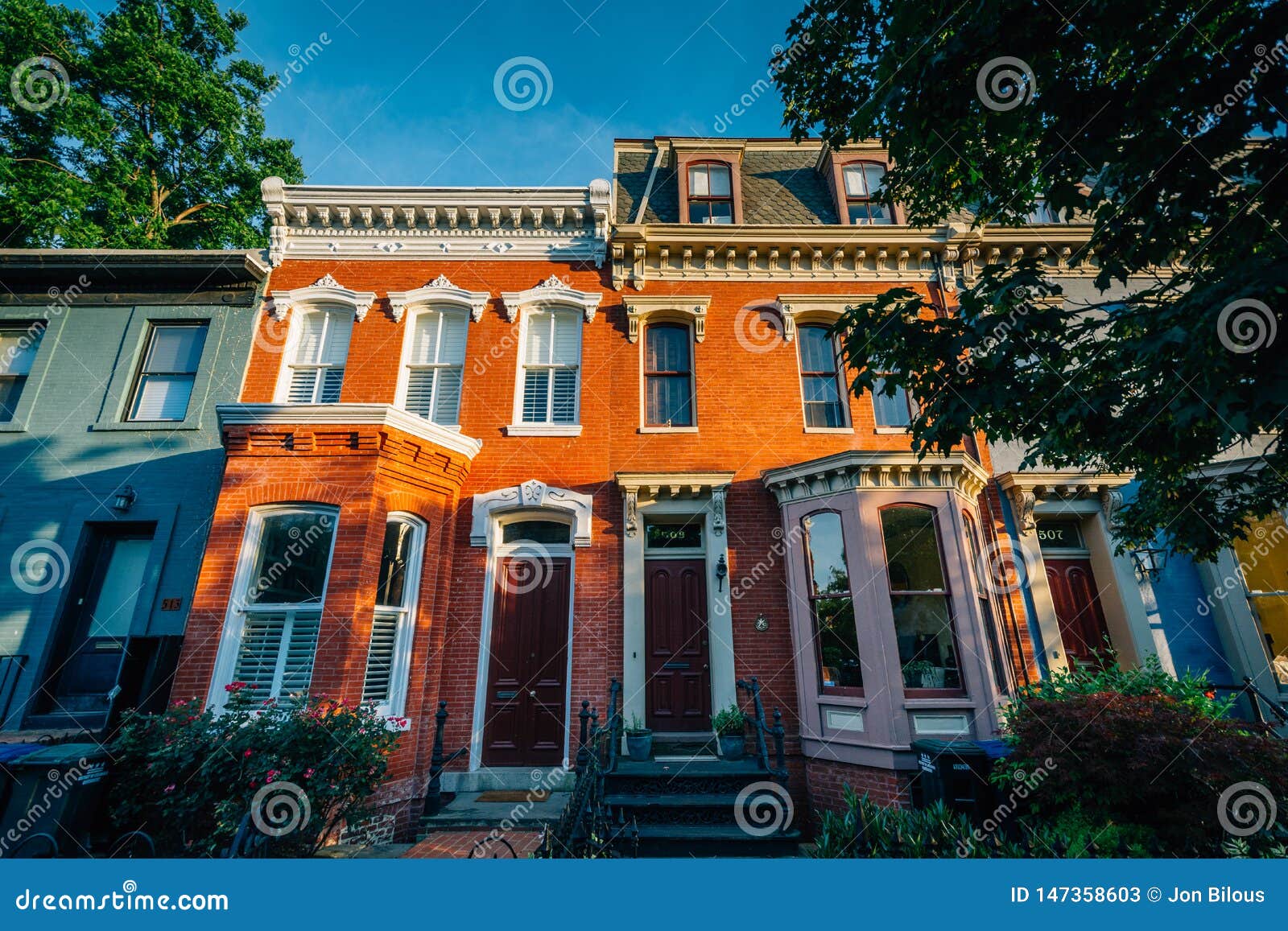 Brick Row Houses in Capitol Hill, Washington, DC Editorial Stock Photo