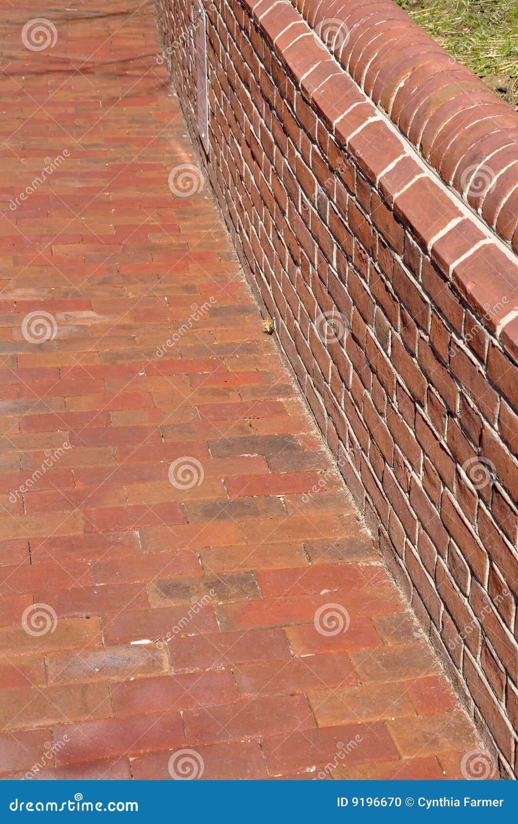 Brick sidewalk and wall stock photo. Image of sidewalk 9196670
