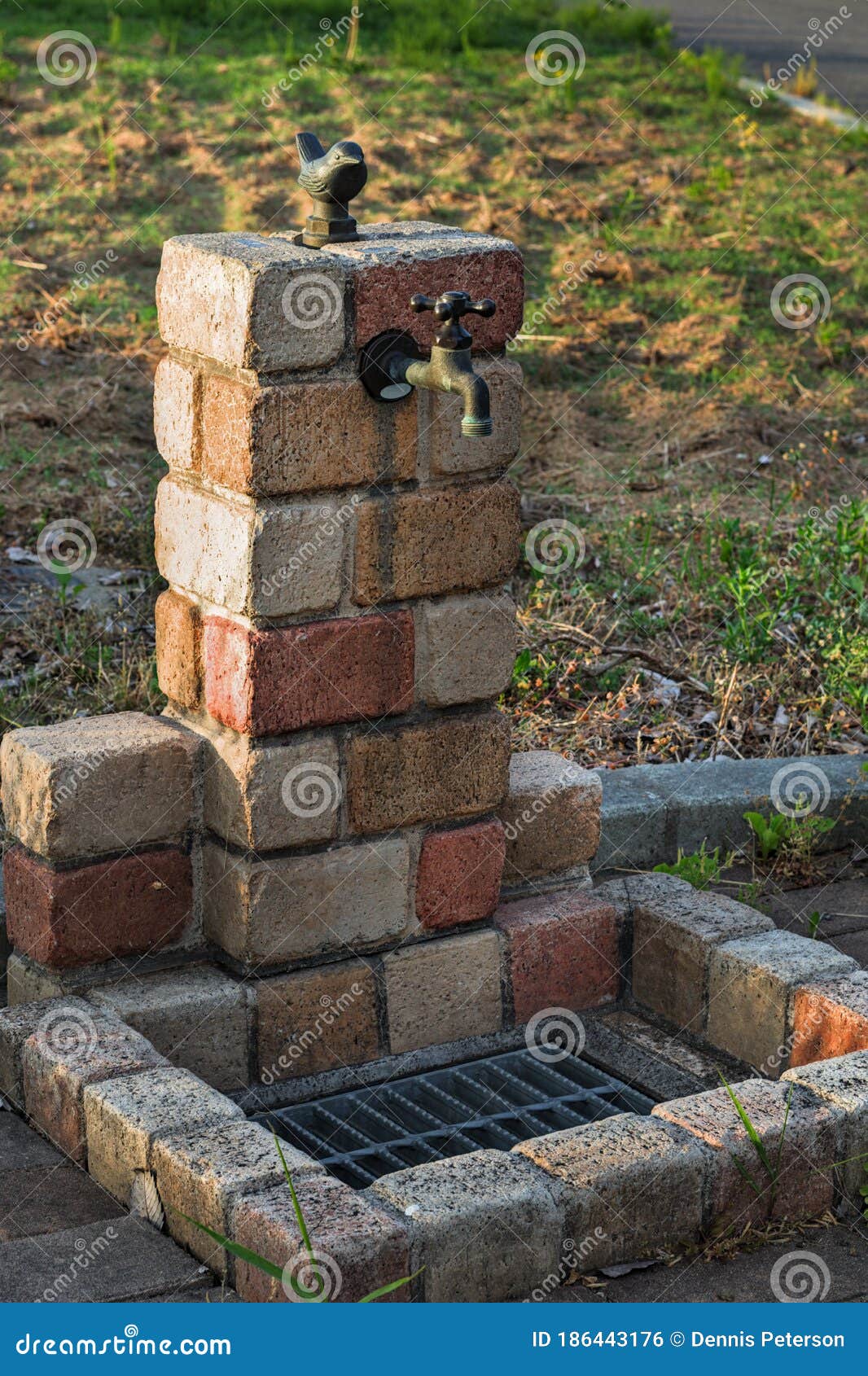Brick Drinking Water Fountain in a Park Stock Photo Image of style