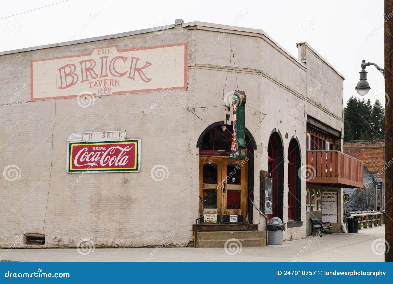 The Brick Tavern and Signs Built in 1889 in Roslyn Washington Editorial