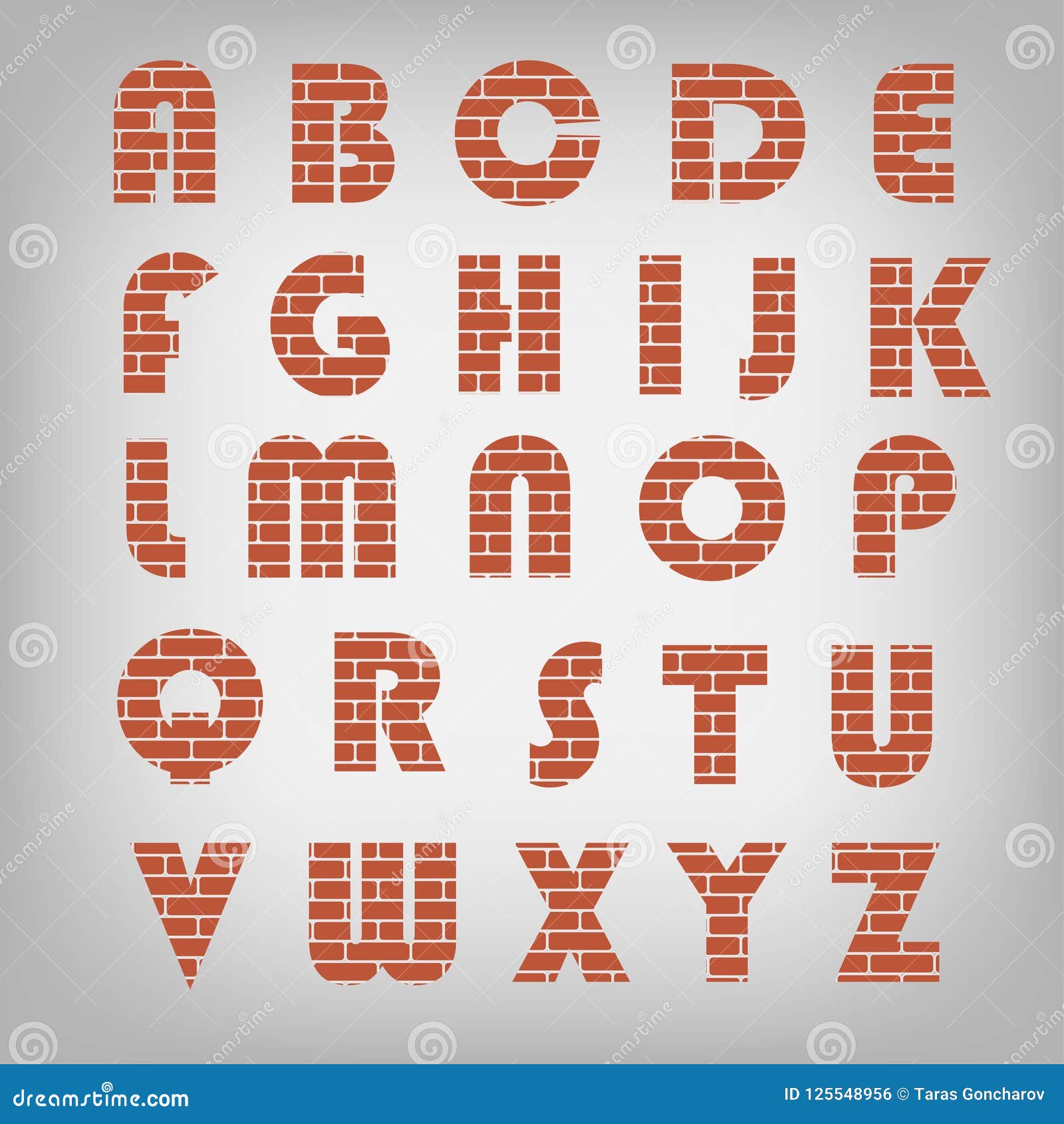 Brick Typeface, Alphabet. Vector Illustration Stock Vector