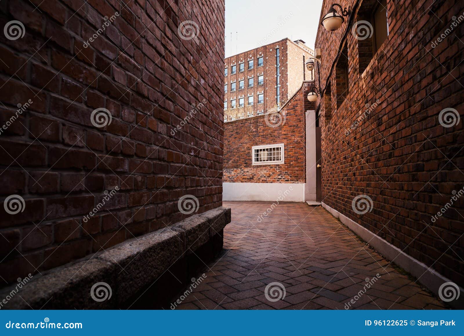 Brick wall alley in Korea stock image. Image of modern 96122625