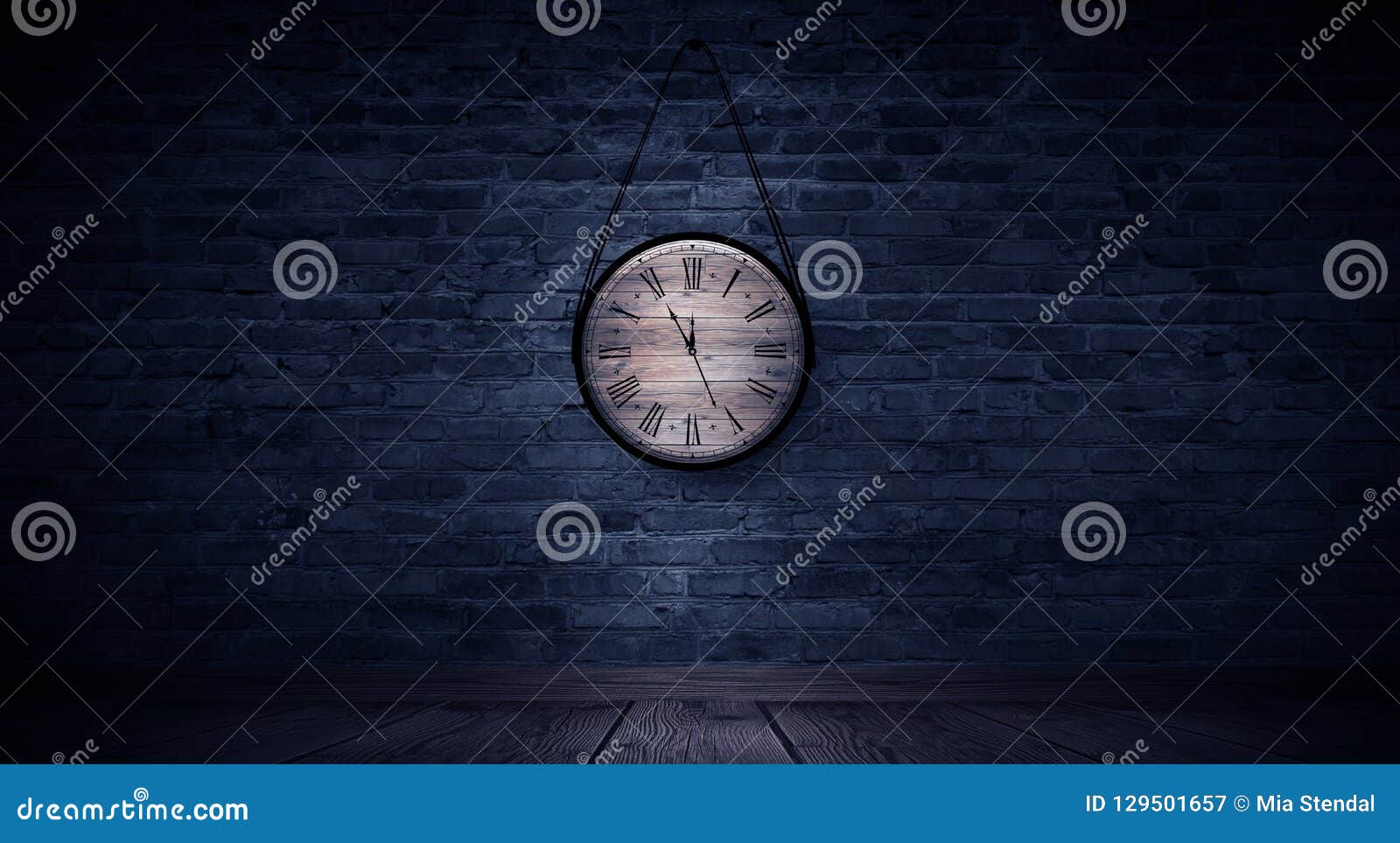new year`s hours. round wooden clock on the old brick wall, bokeh effect, celebratory, magic light, new year, christmas.