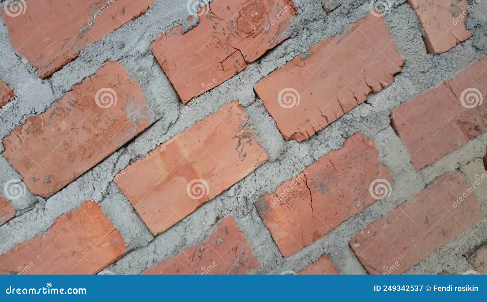 Brick Wall Background Glued with a Mixture of Cement and Sand Stock