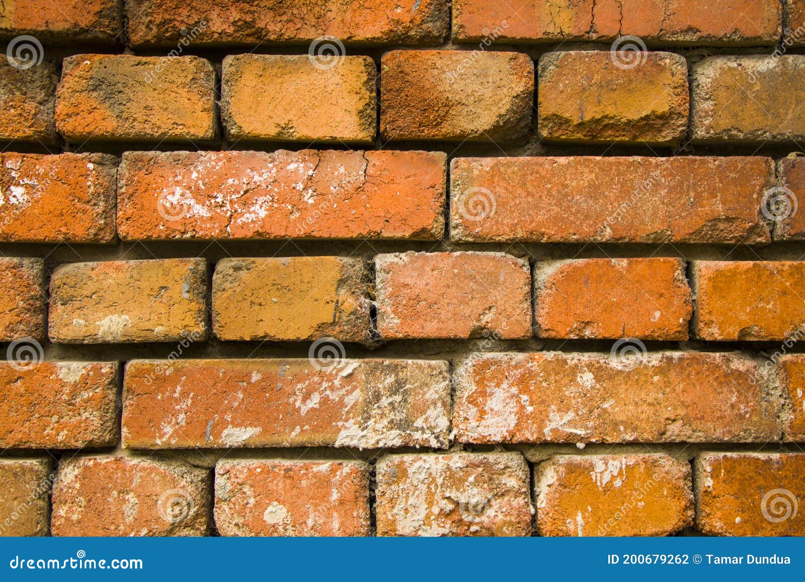 Brick Wall Background and Texture Close-up, Yellow and Red Color Stock ...