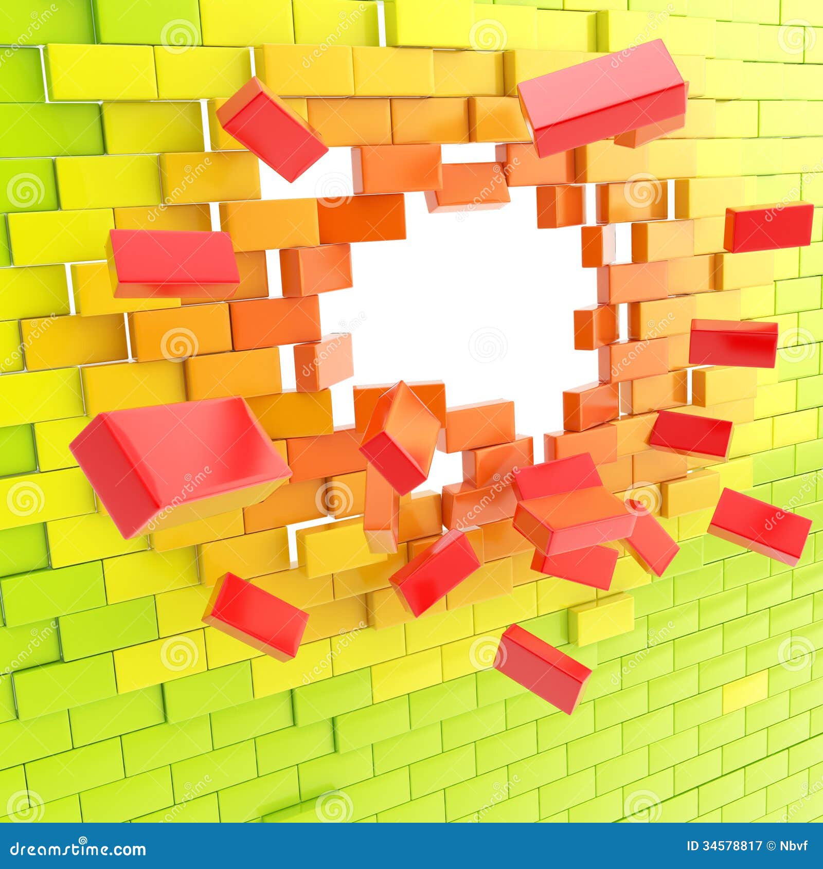 Brick Wall Broken Into Pieces Background Royalty Free Stock Photography ...