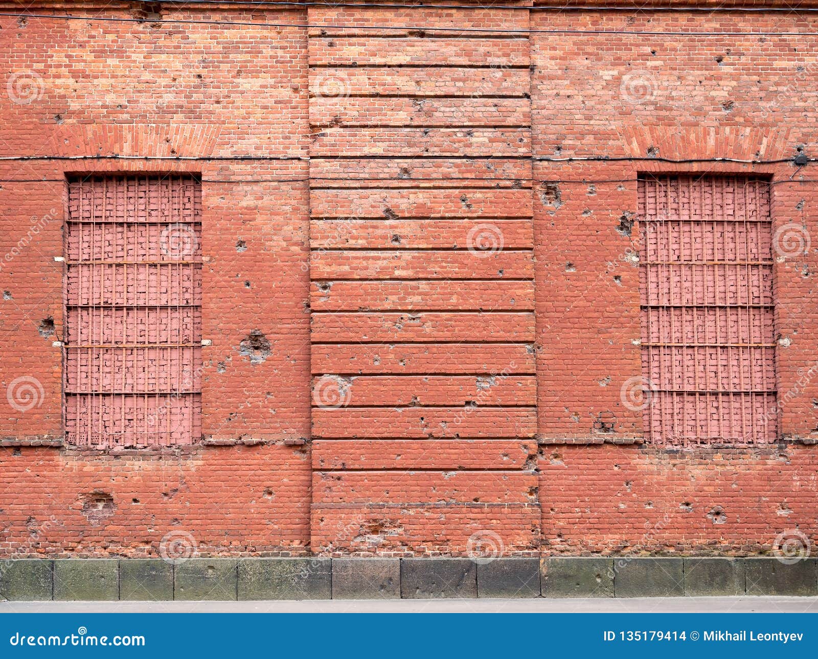 Brick Wall with Bullet Marks Stock Photo Image of damage, city 135179414