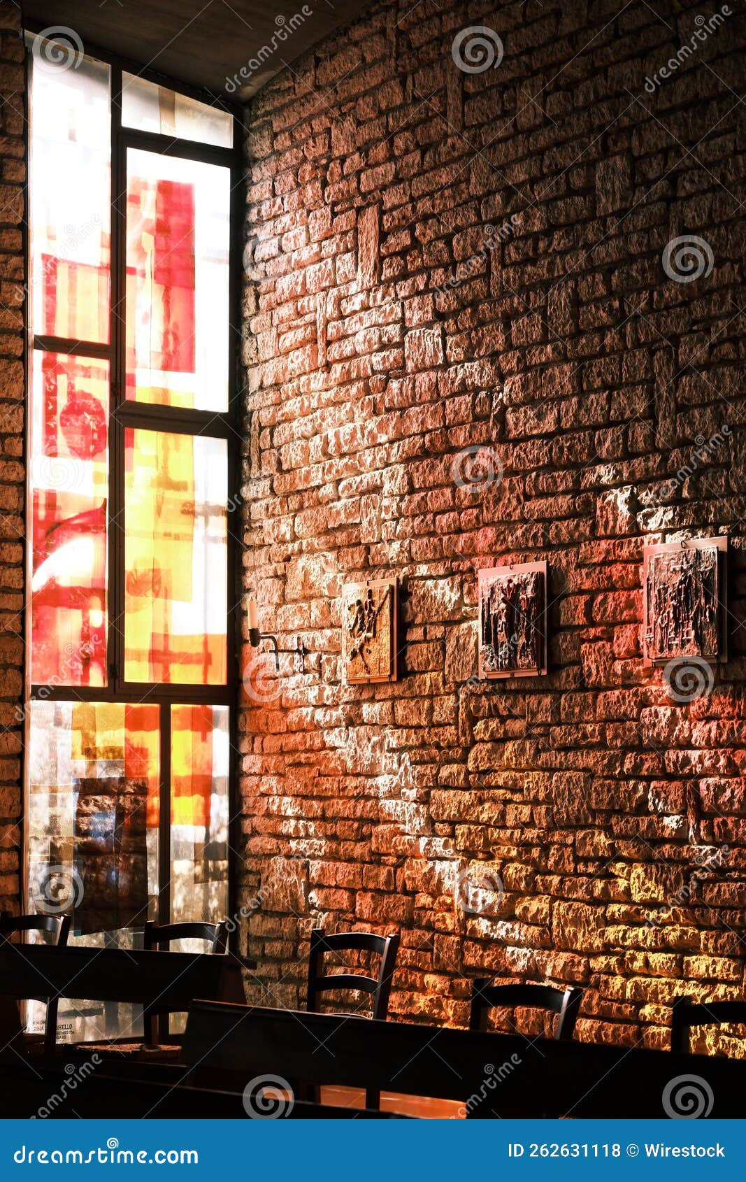 Brick Wall in a Cafe Near the Windows Stock Photo Image of wall, construction 262631118