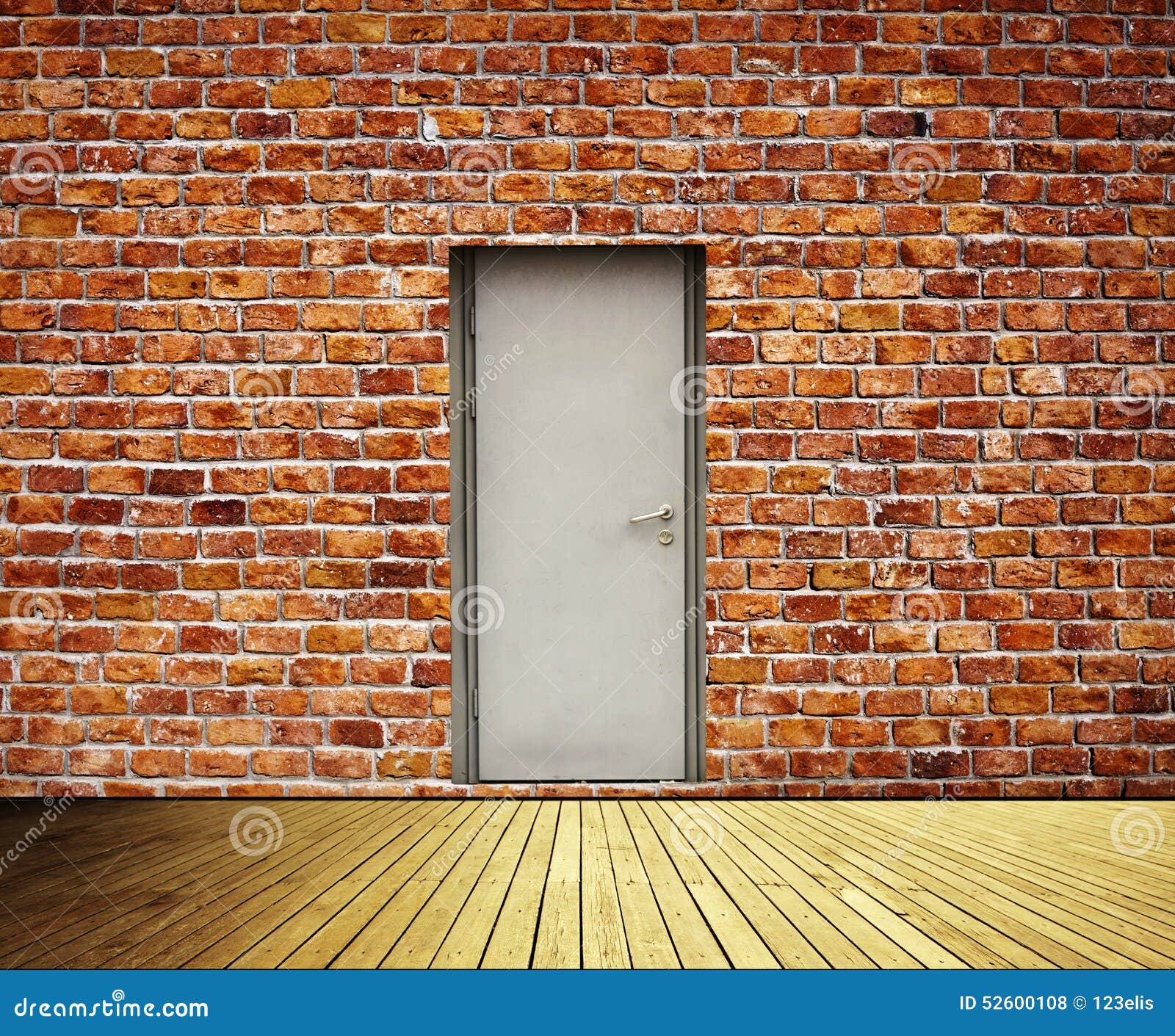 Brick Wall and Doors stock photo. Image of brown, brick 52600108