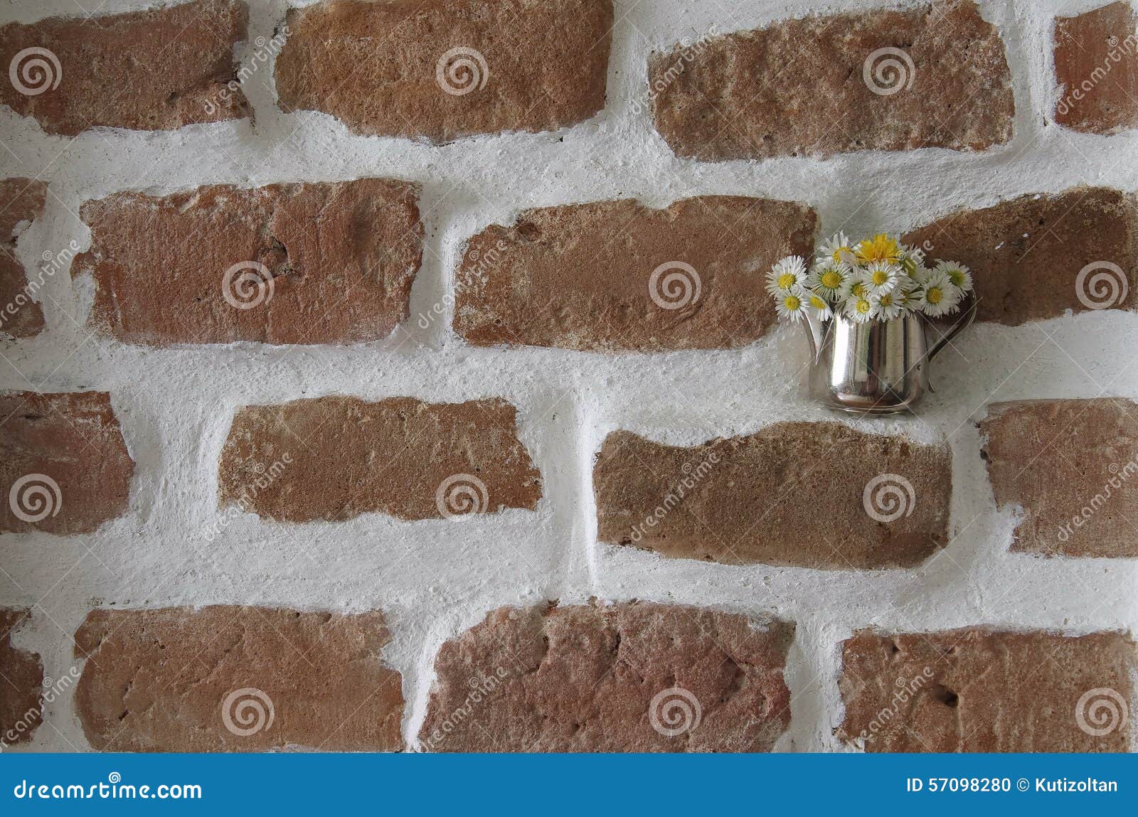 Brick wall and flowers stock photo. Image of building 57098280