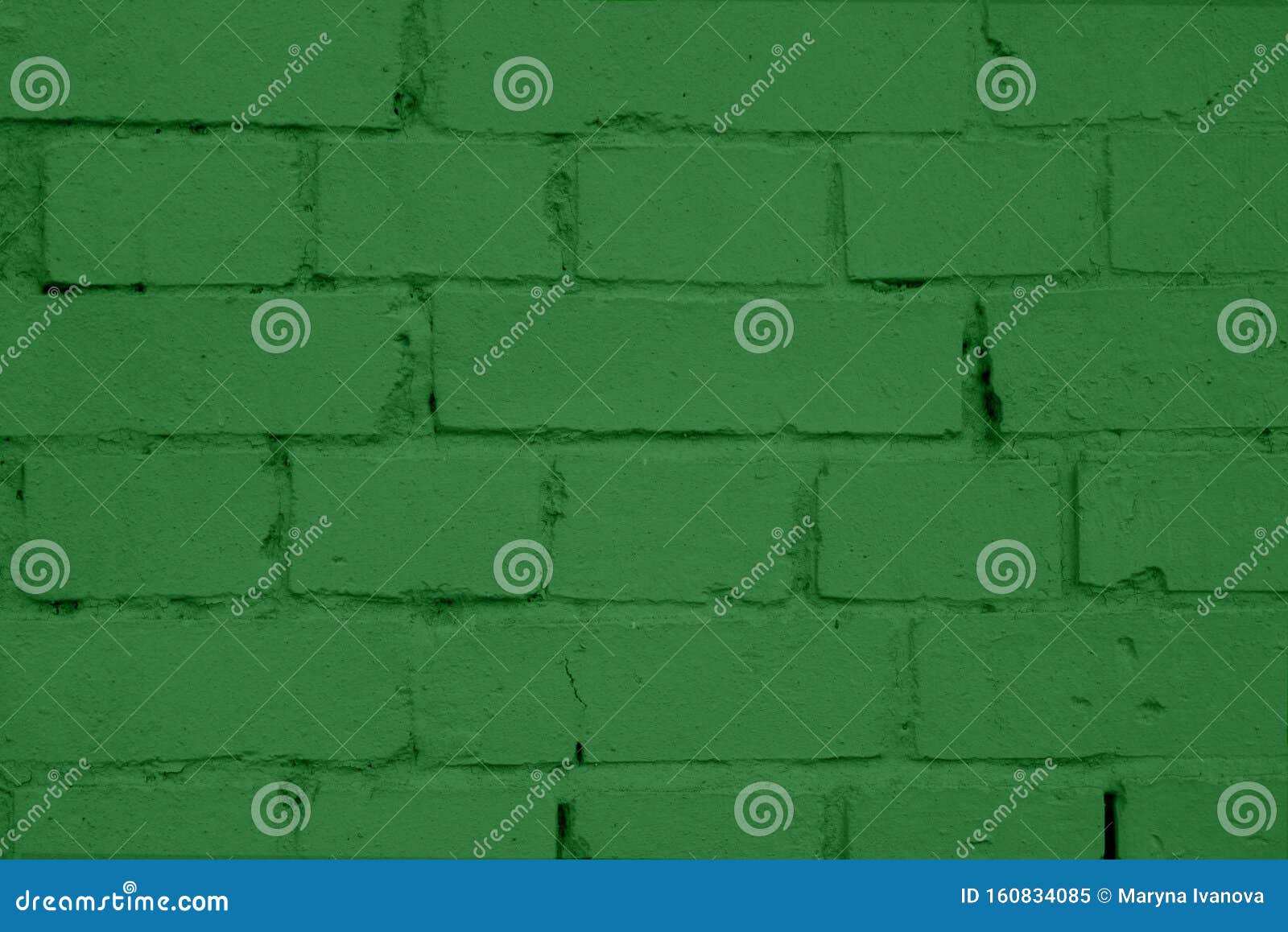 Brick Wall of Green Painted Brick. Green Brick Wall Texture Stock Image