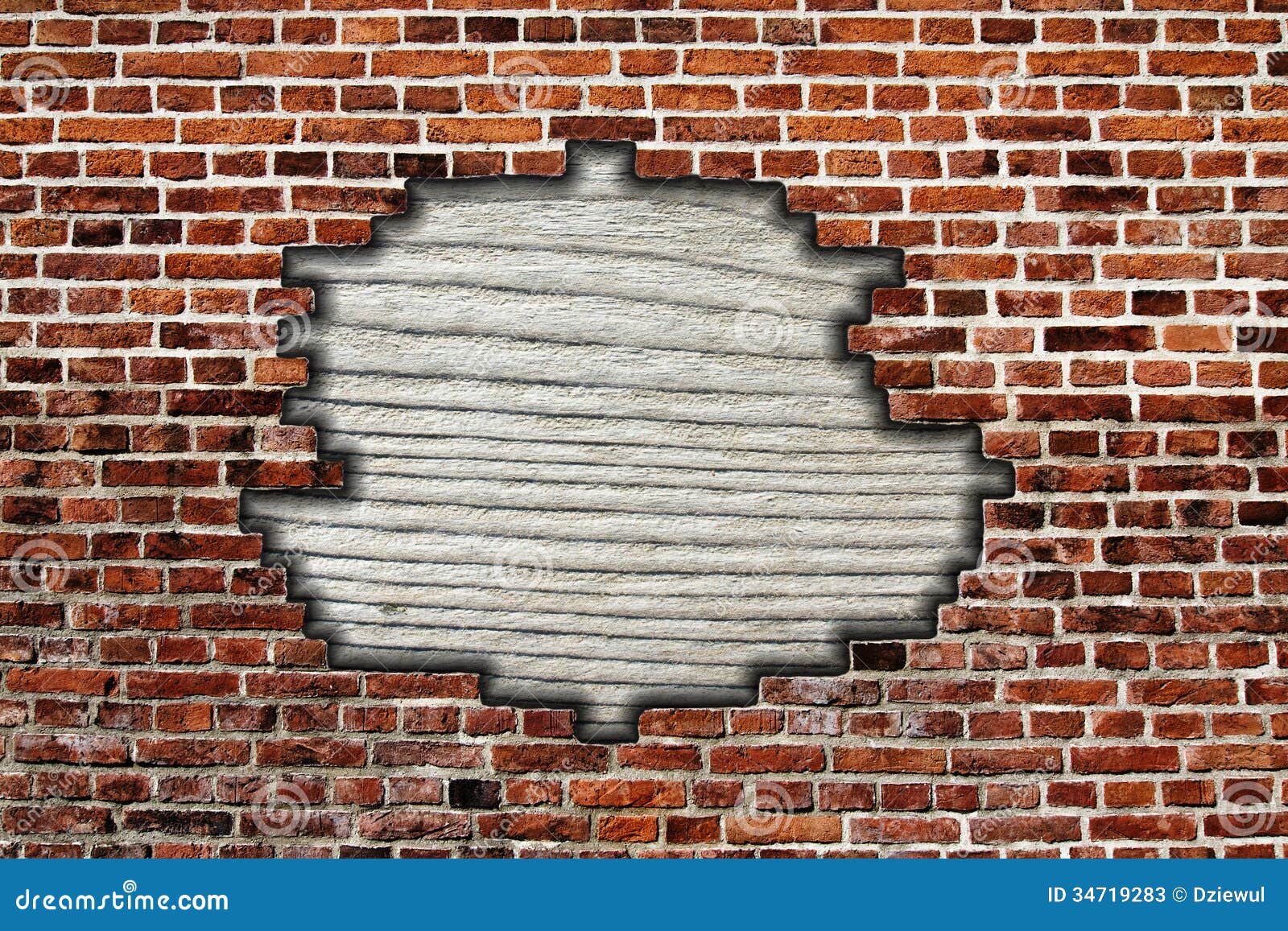 Brick wall with hole stock illustration. Illustration of ruined 34719283