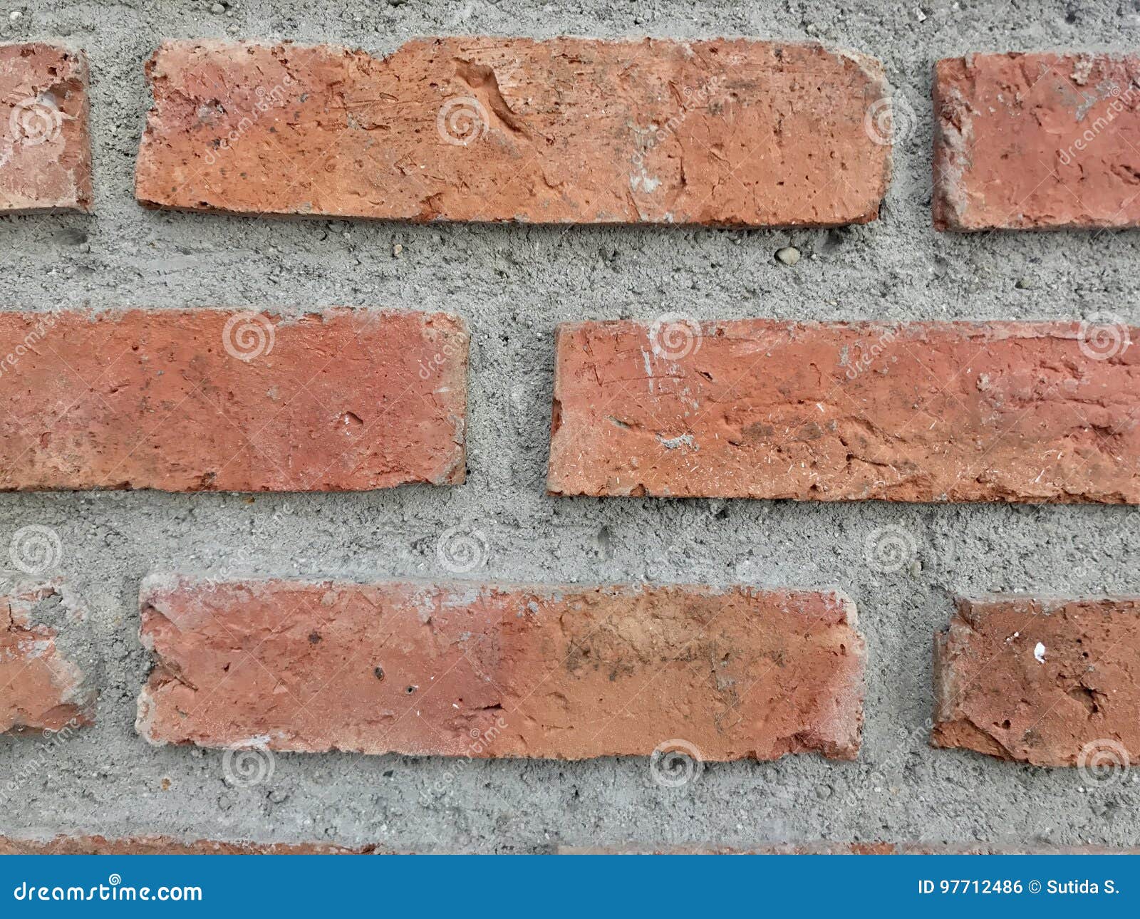 Red brick wall decoration stock photo. Image of concrete 97712486