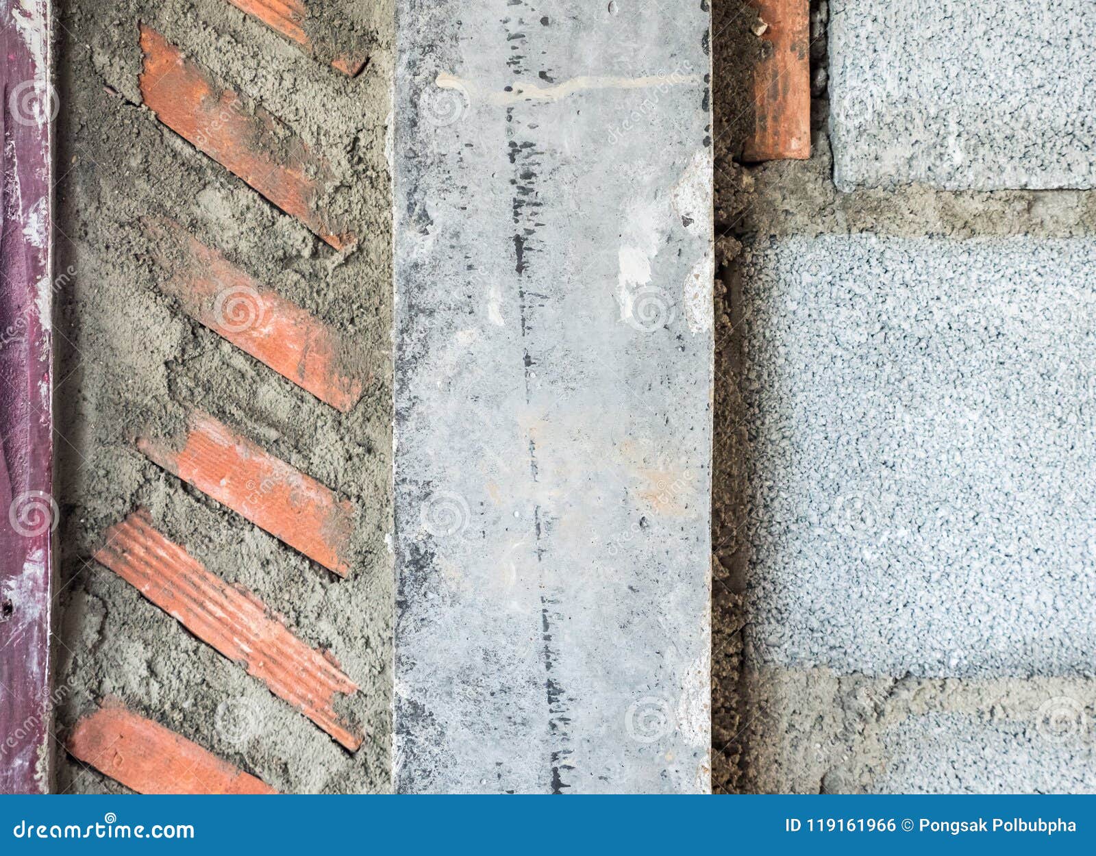Brick Wall Layer in the Under Construction. Stock Photo Image of