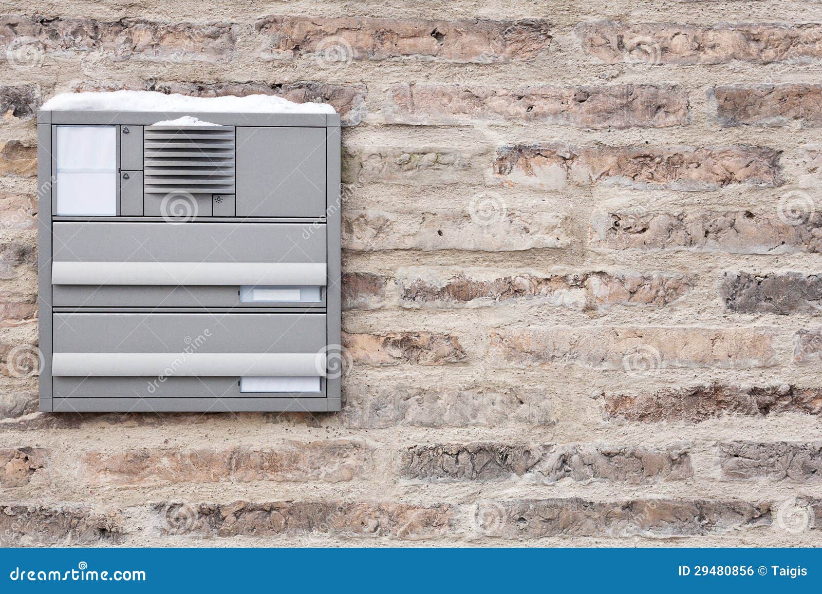 Brick wall with mailbox stock photo. Image of business 29480856