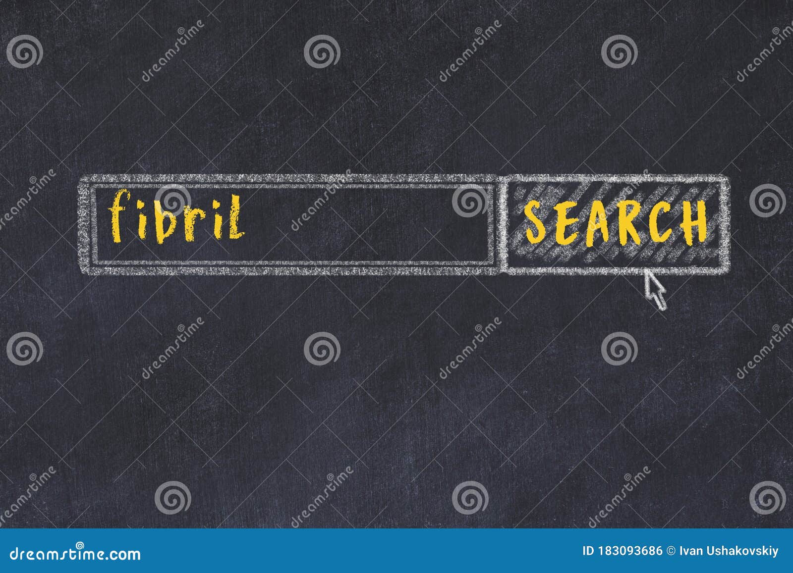 search engine concept. looking for fibril. simple chalk sketch and inscription